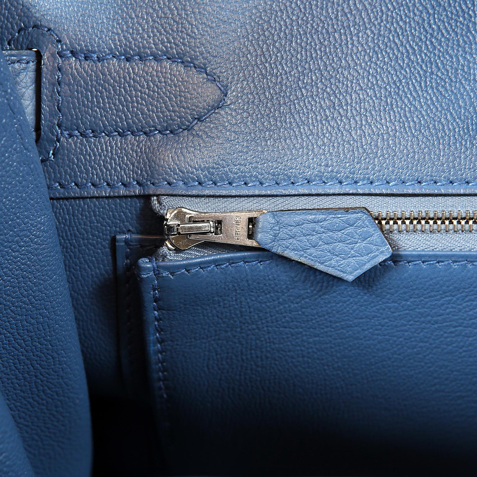 Hermès Bleu Saint Cyr Clemence 30 cm Birkin Bag 7