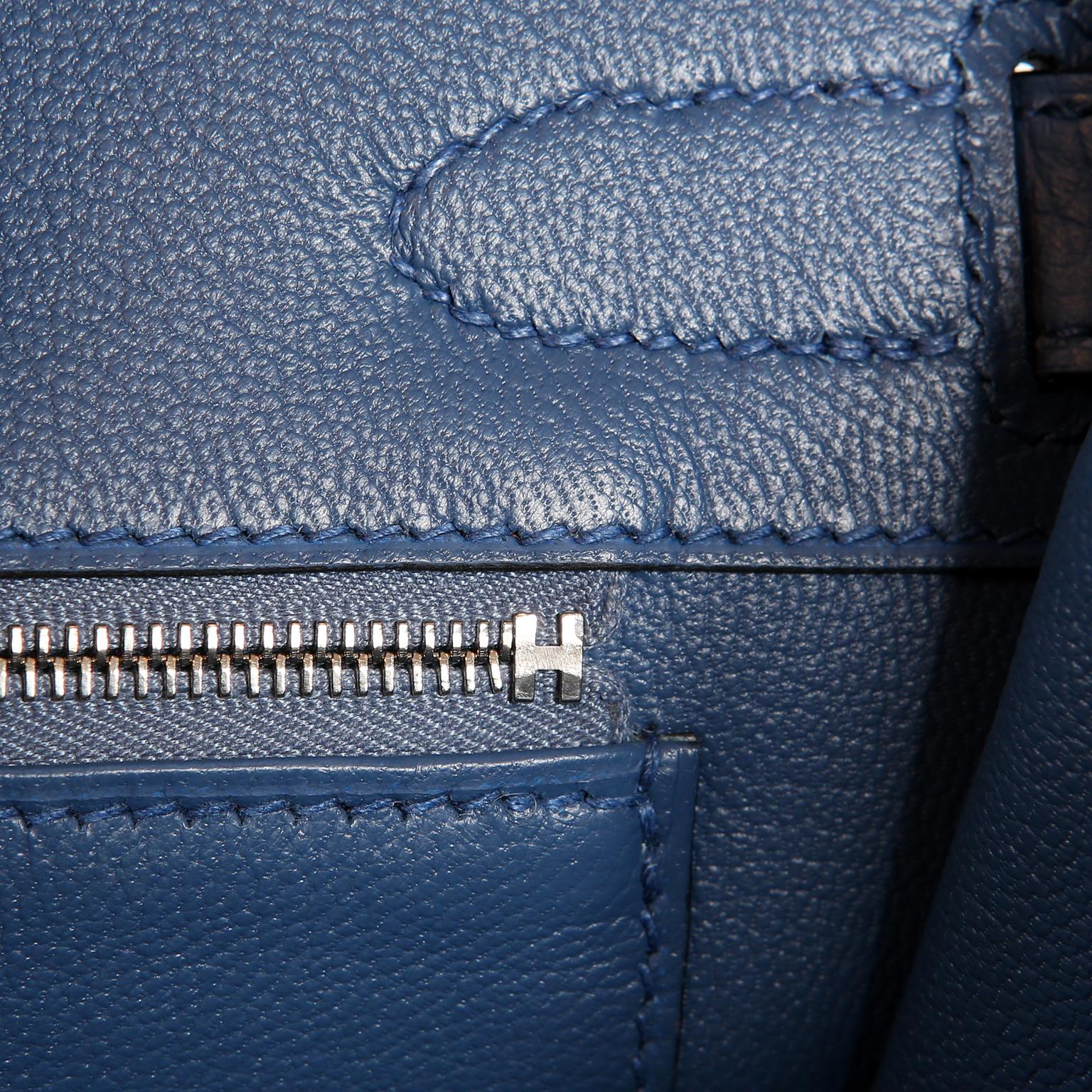 Hermès Bleu Saint Cyr Clemence 30 cm Birkin Bag 8