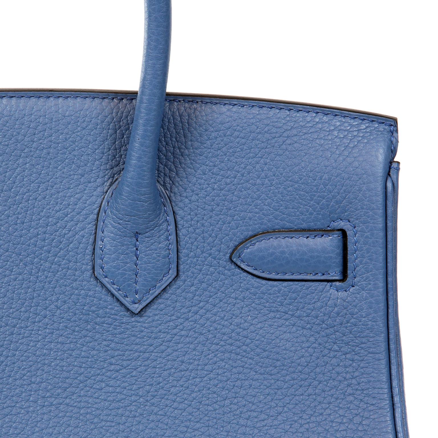 Hermès Bleu Saint Cyr Clemence 30 cm Birkin Bag 9