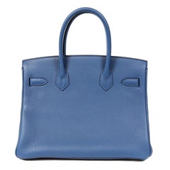 Hermès Bleu Saint Cyr Clemence 30 cm Birkin Bag