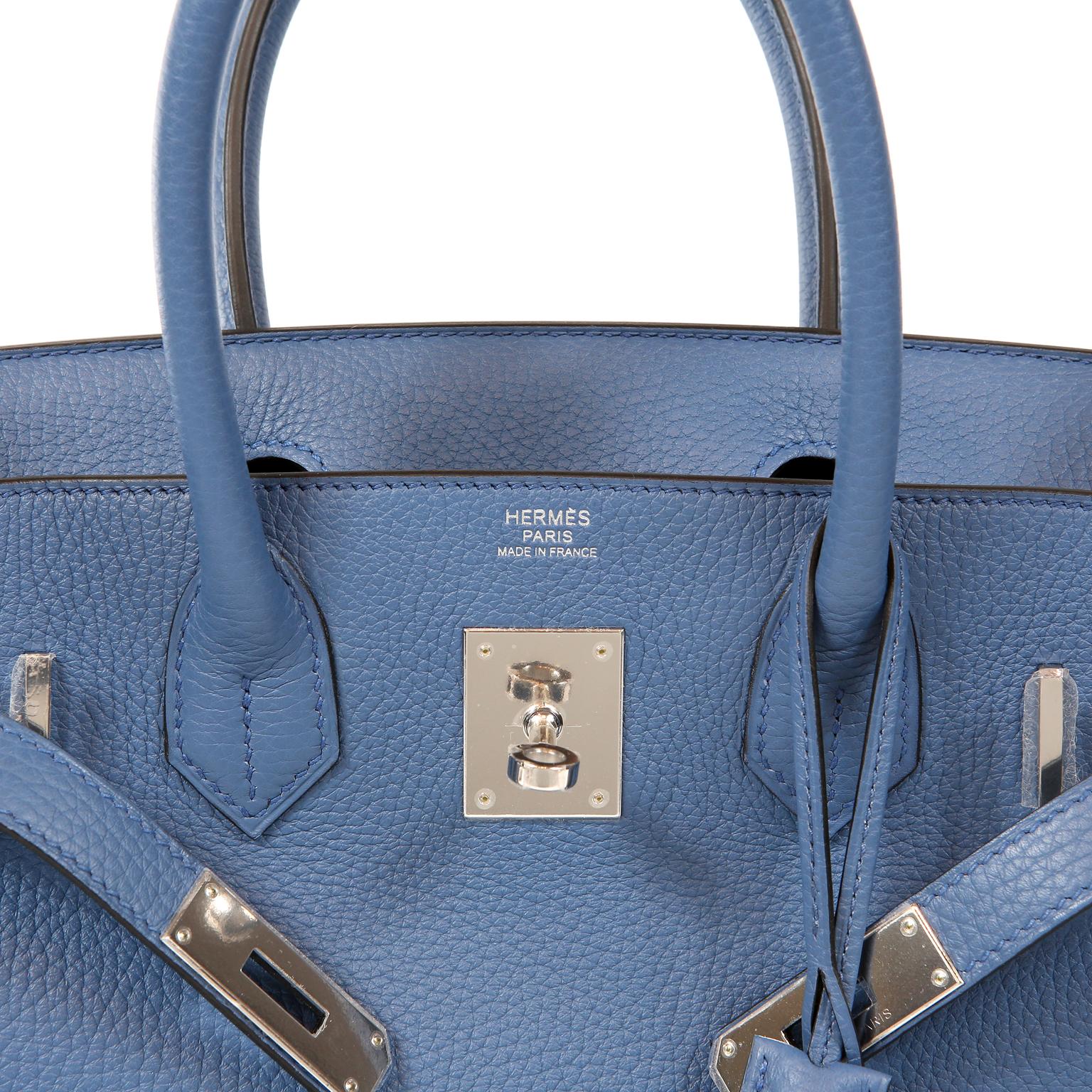 Hermès Bleu Saint Cyr Clemence 30 cm Birkin Bag 2