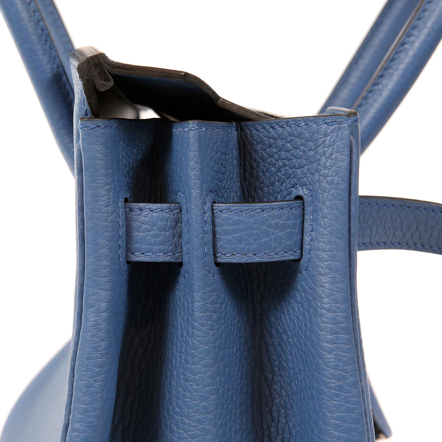 Hermès Bleu Saint Cyr Clemence 30 cm Birkin Bag 4