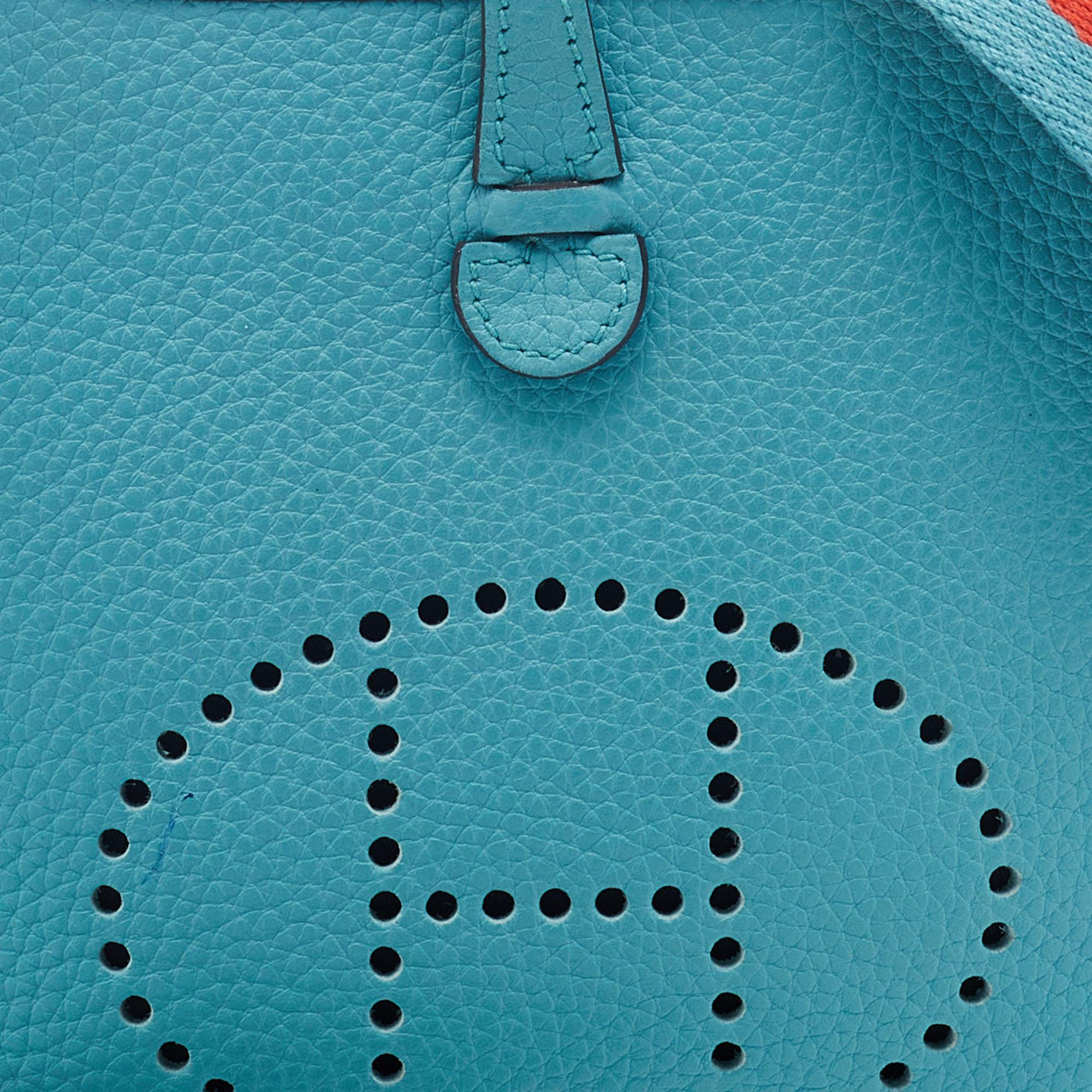 Hermes Bleu Saint Cyr Clemence Leather Evelyne TPM Bag 7