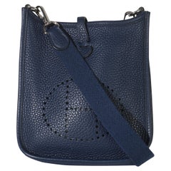 Hermès Bleu Saphir Clemence Mini Evelyne TPM PHW