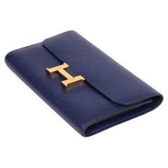 Hermès Billetero Largo Constance Piel Epsom Bleu Saphir