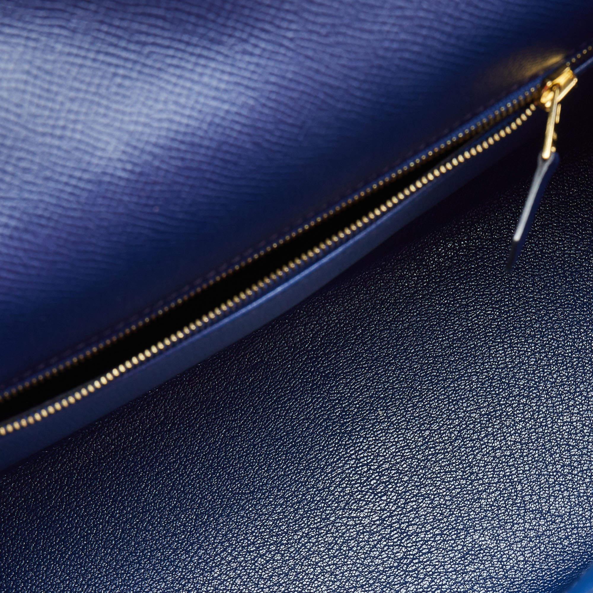 Hermes Bleu Saphir Epsom Leather Gold Finish Kelly Sellier 28 Bag 10