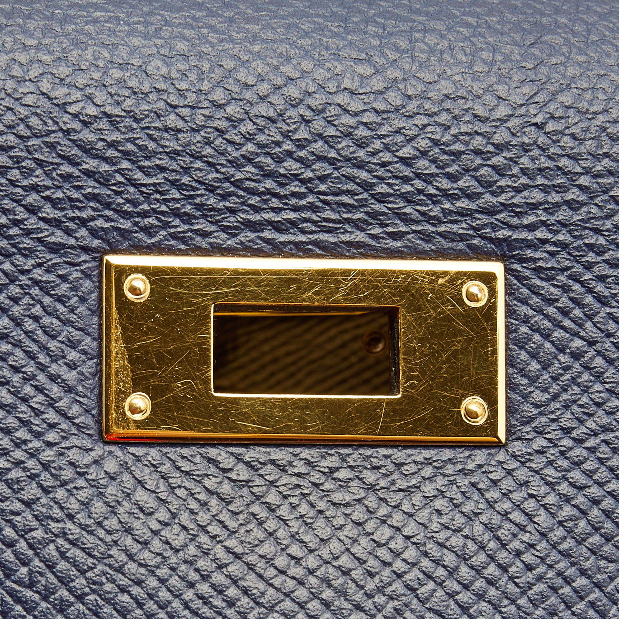 Hermes Bleu Saphir Epsom Leather Gold Finish Kelly Sellier 28 Bag 2