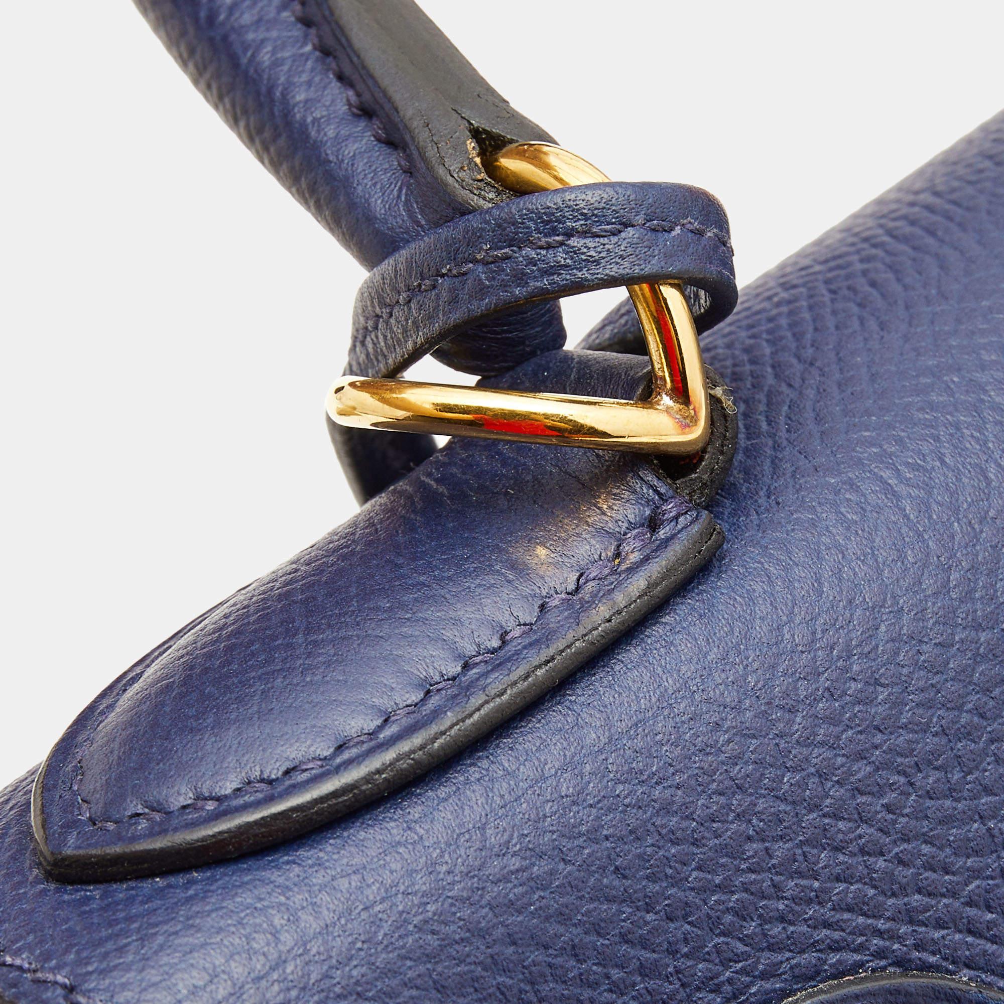Hermes Bleu Saphir Epsom Leather Gold Finish Kelly Sellier 28 Bag 3