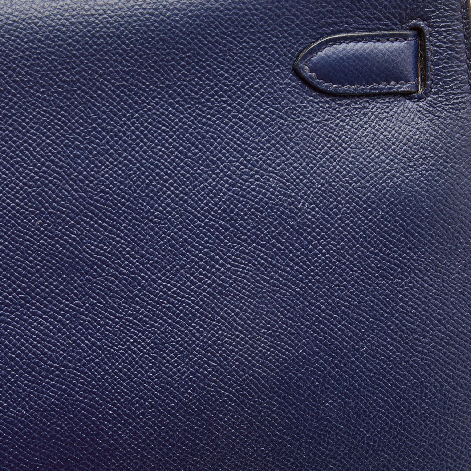 Hermes Bleu Saphir Epsom Leather Gold Finish Kelly Sellier 28 Bag 4