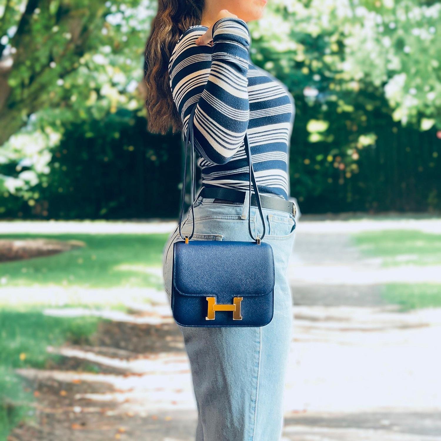 Hermès Bleu Saphir Epsom Mini Constance 18 Crossbody 5