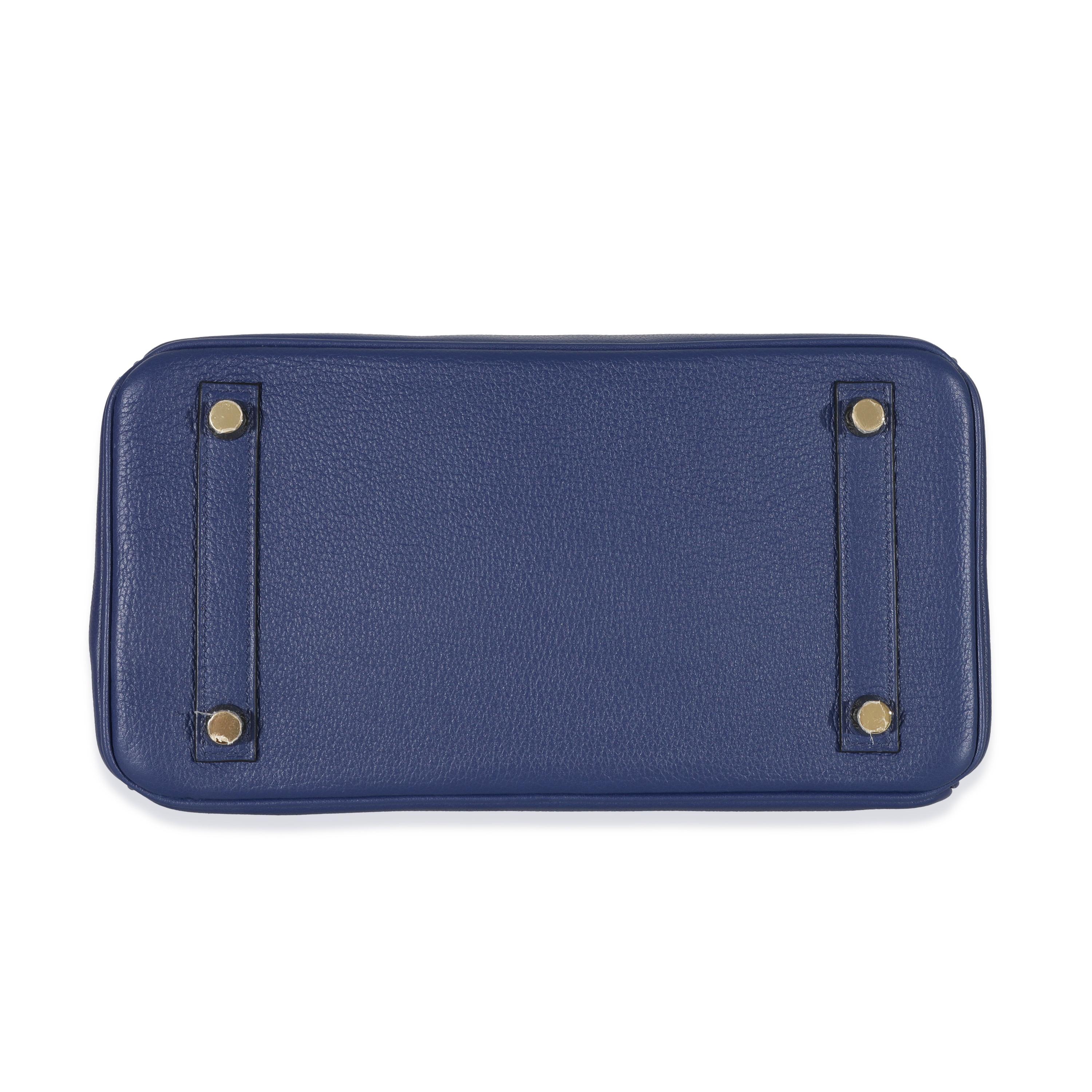 Hermès Bleu Saphire Gris Mouette Taurillon Novillo Verso Birkin 25 GHW in vendita 2