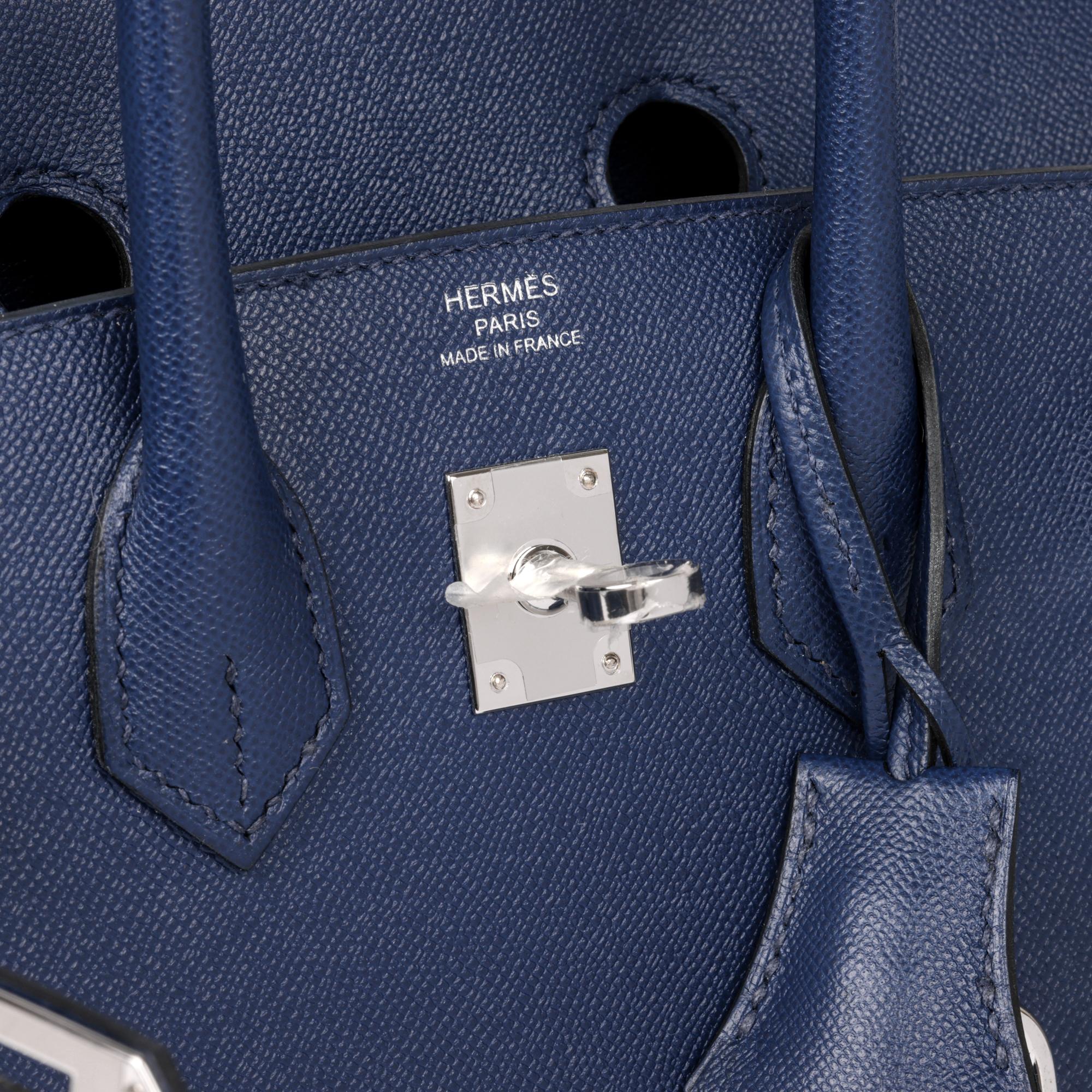 HERMÈS Bleu Saphir Madame Leather Birkin 25cm Sellier For Sale at 1stDibs
