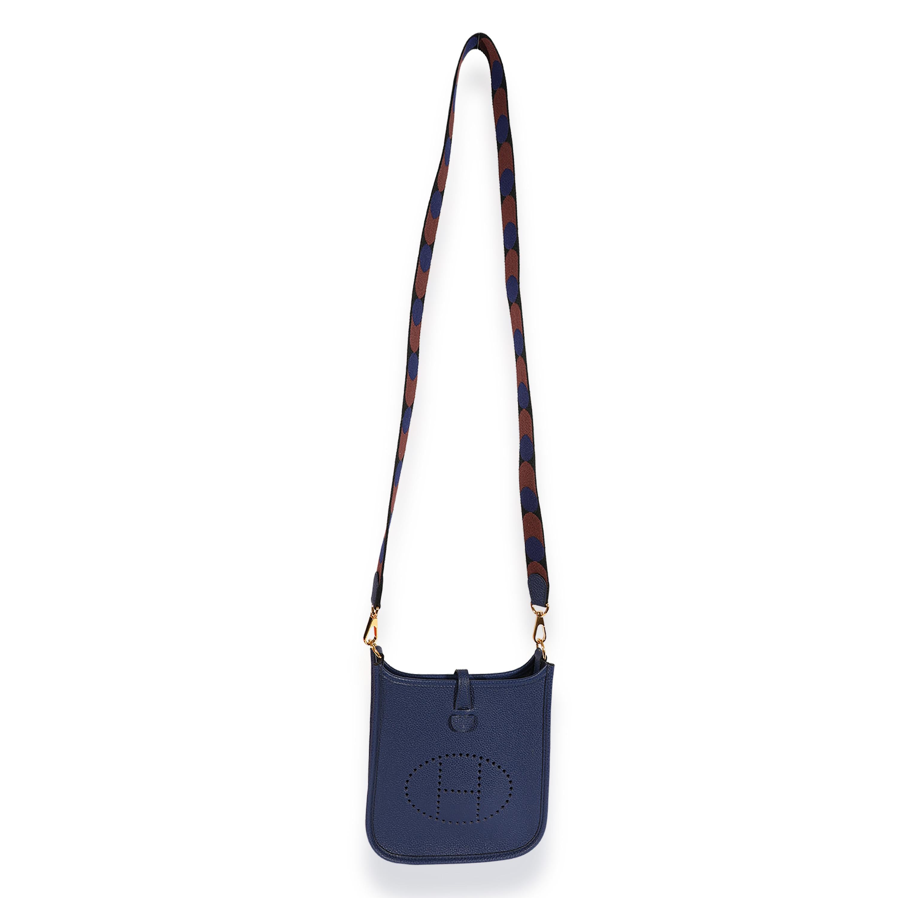 Listing Title: Hermès Bleu Saphir Maurice Flipperball Evelyne TPM GHW
SKU: 123642
Condition: Pre-owned 
Handbag Condition: Excellent
Condition Comments: Excellent Condition. Light nap to interior. No other visible signs of wear.
Brand: Hermès
Model: