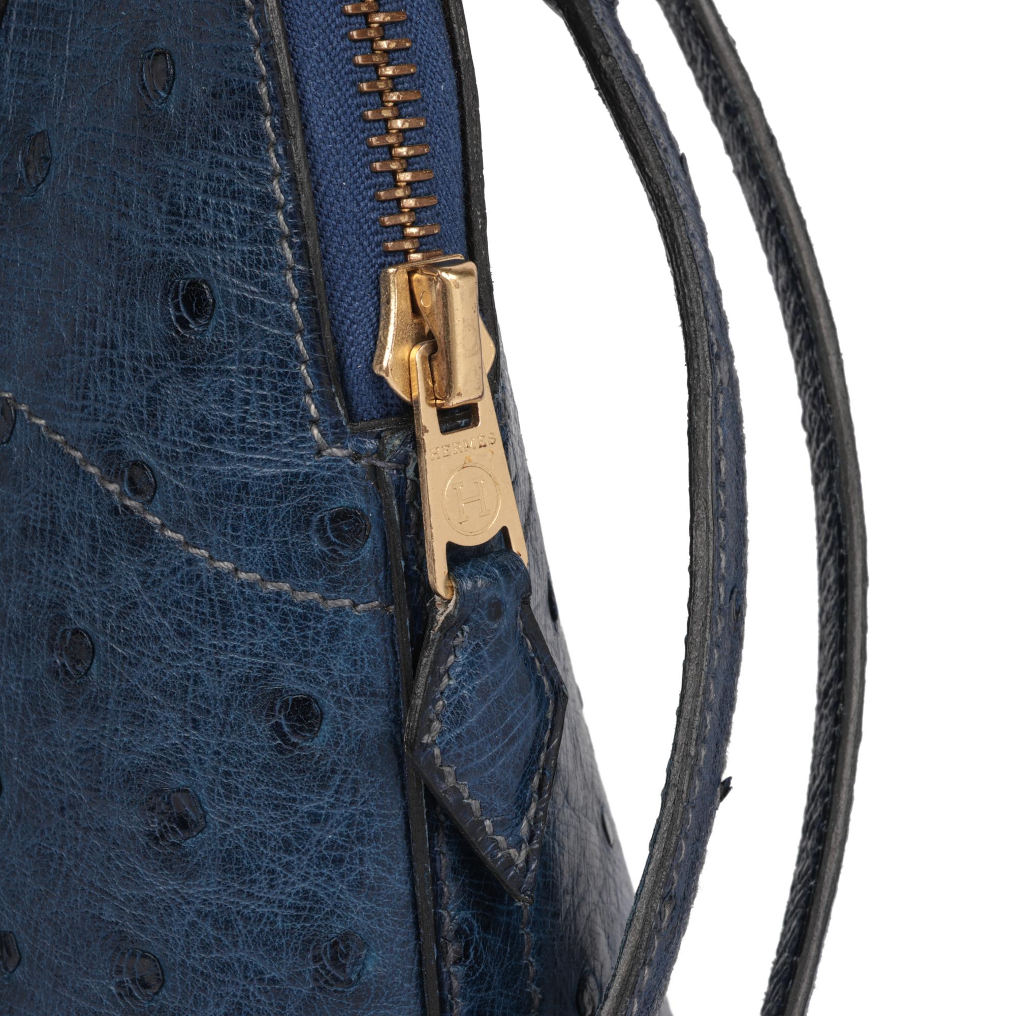 HERMÈS Bleu Saphir Ostrich Leather Vintage Bolide 27 2