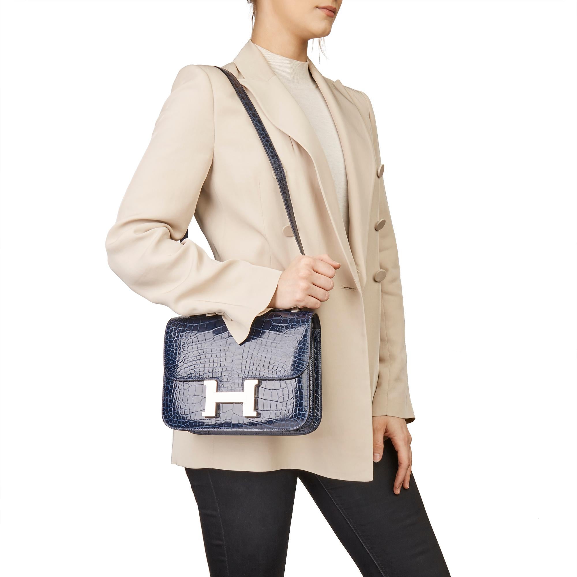 Hermès Bleu Saphir Shiny Mississippiensis Alligator Leather Constance 23 7