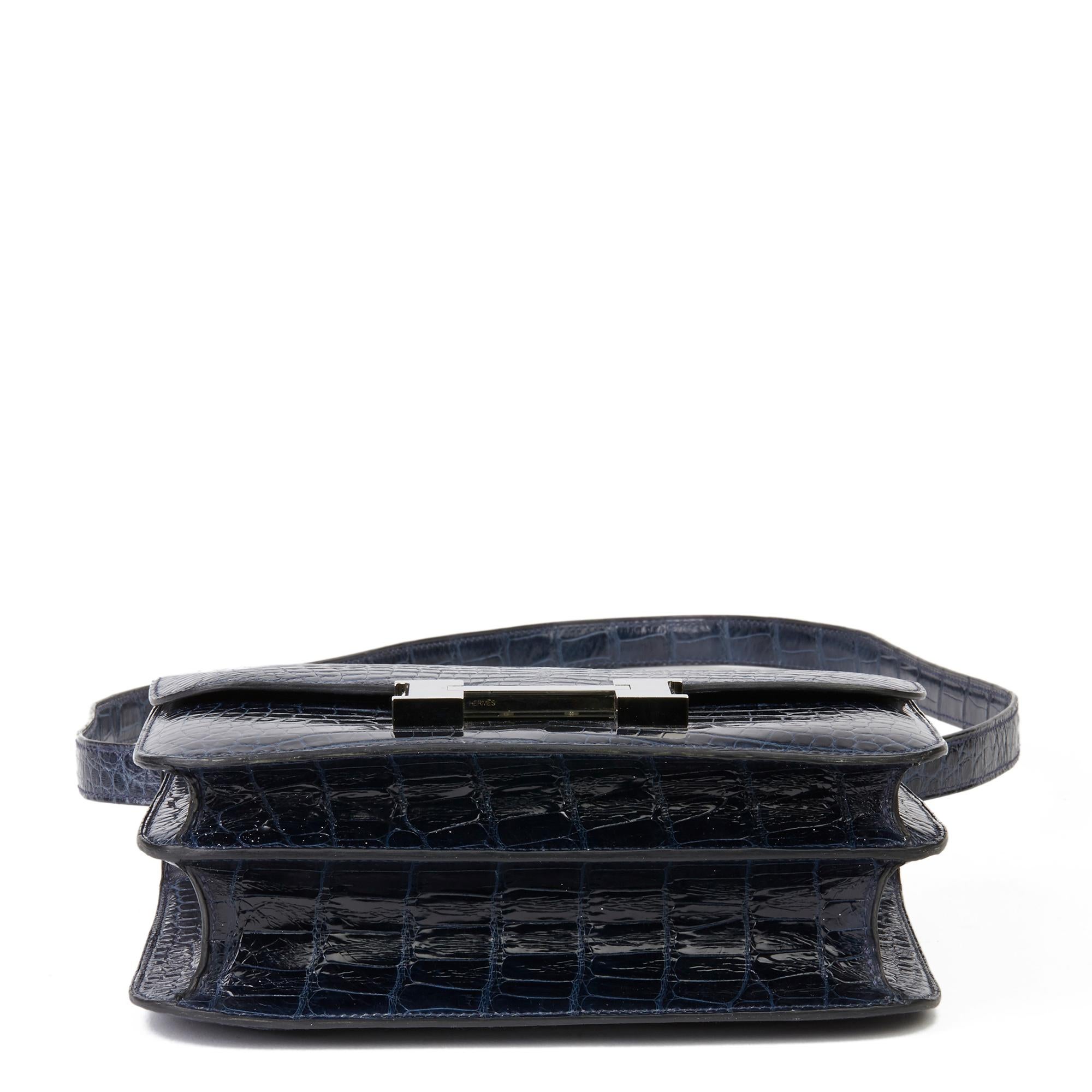 Women's Hermès Bleu Saphir Shiny Mississippiensis Alligator Leather Constance 23