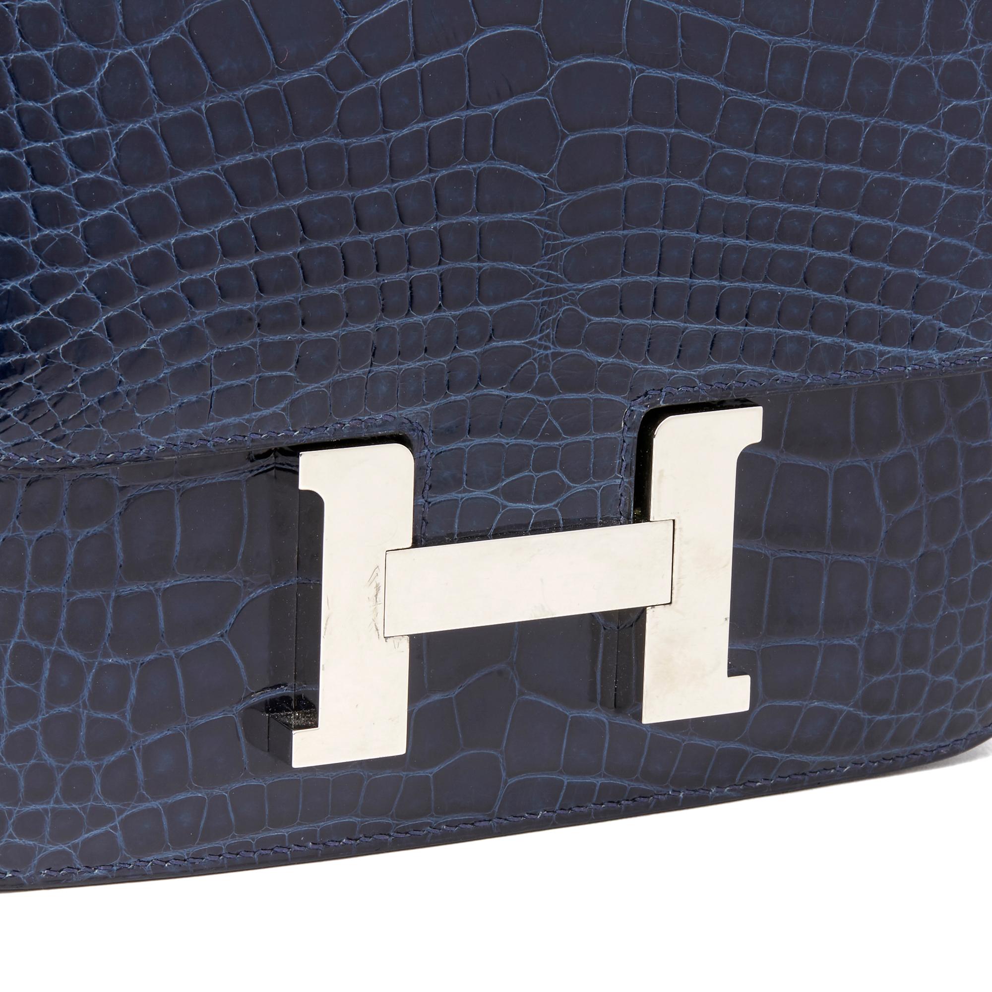Hermès Bleu Saphir Shiny Mississippiensis Alligator Leather Constance 23 1