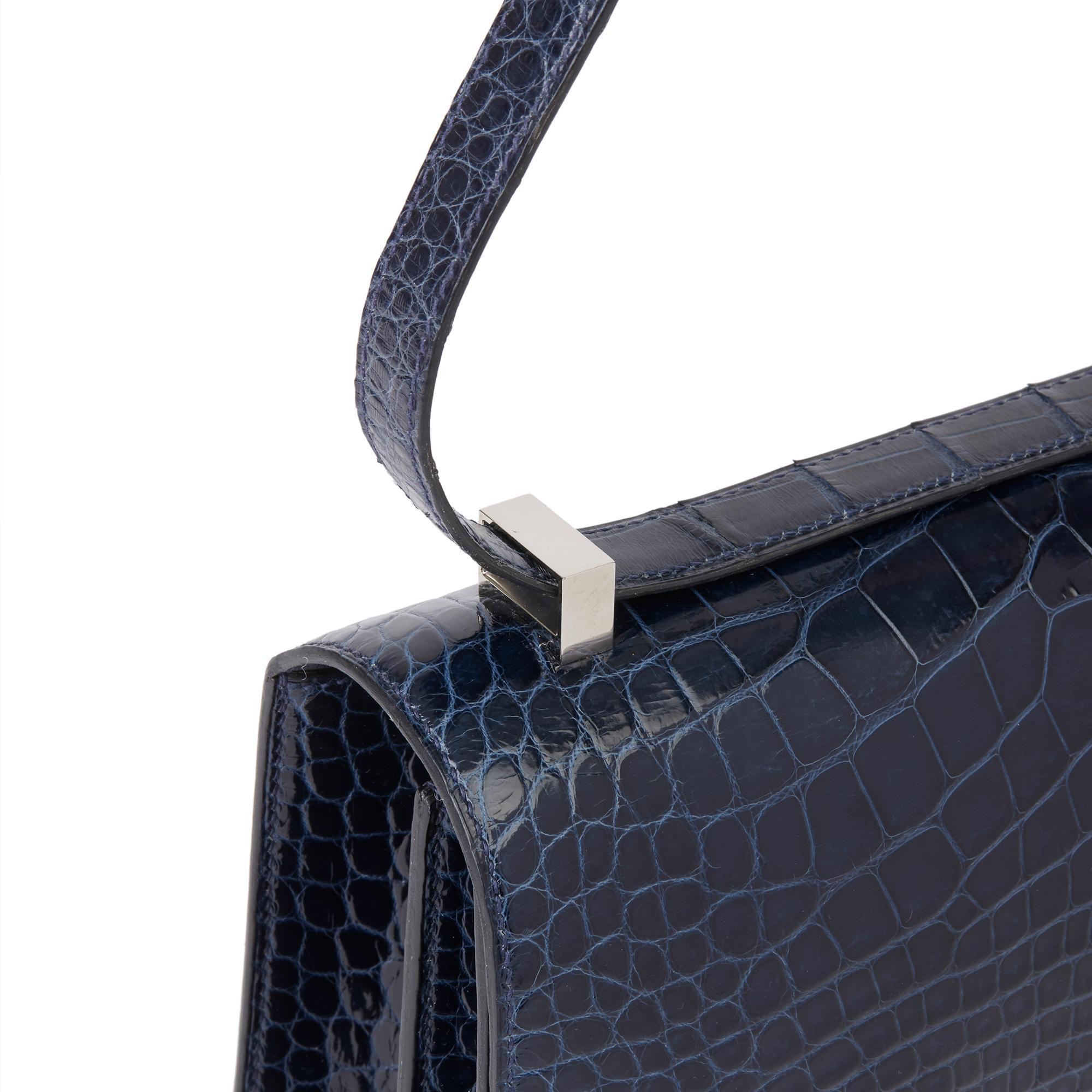 Hermès Bleu Saphir Shiny Mississippiensis Alligator Leather Constance 23 2