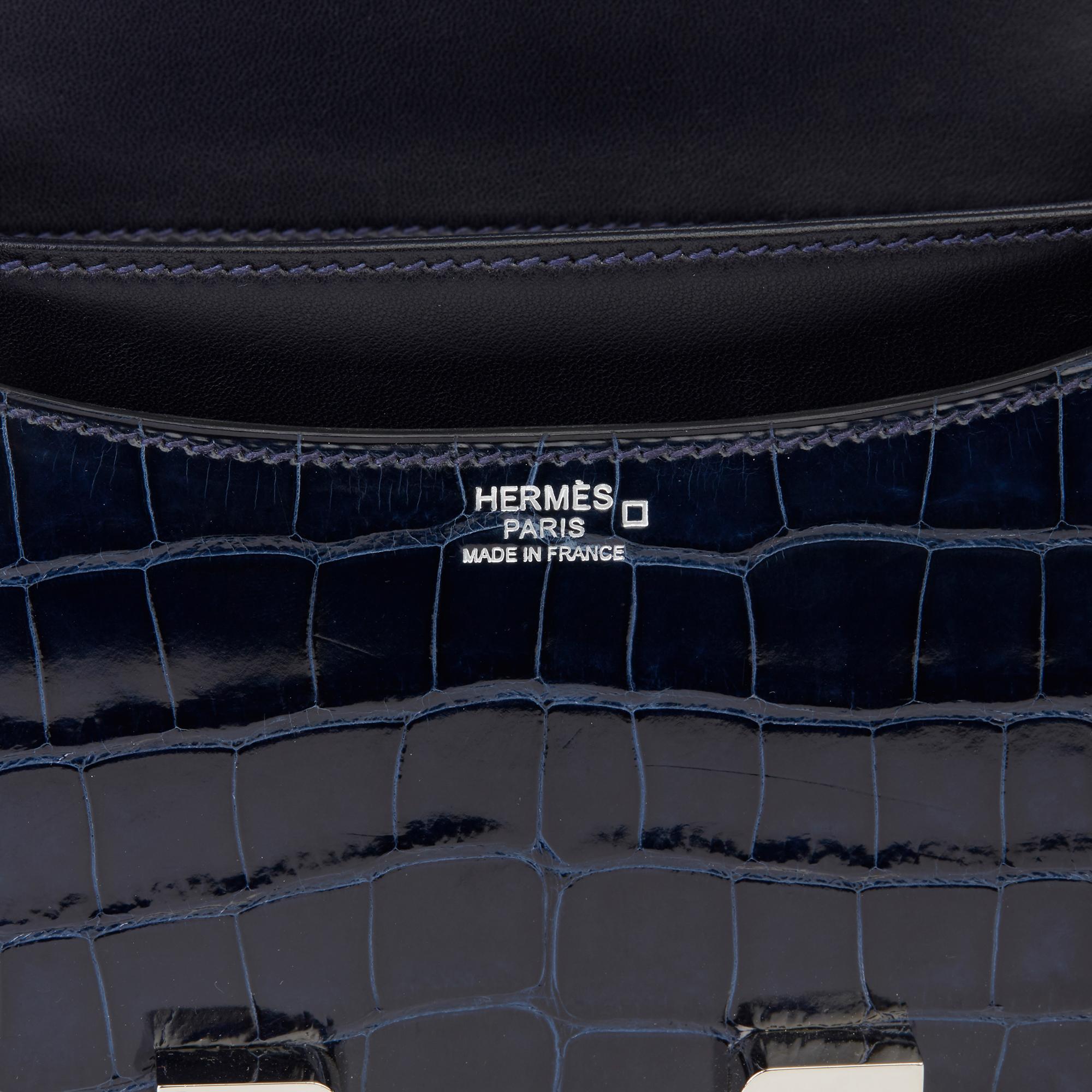 Hermès Bleu Saphir Shiny Mississippiensis Alligator Leather Constance 23 3