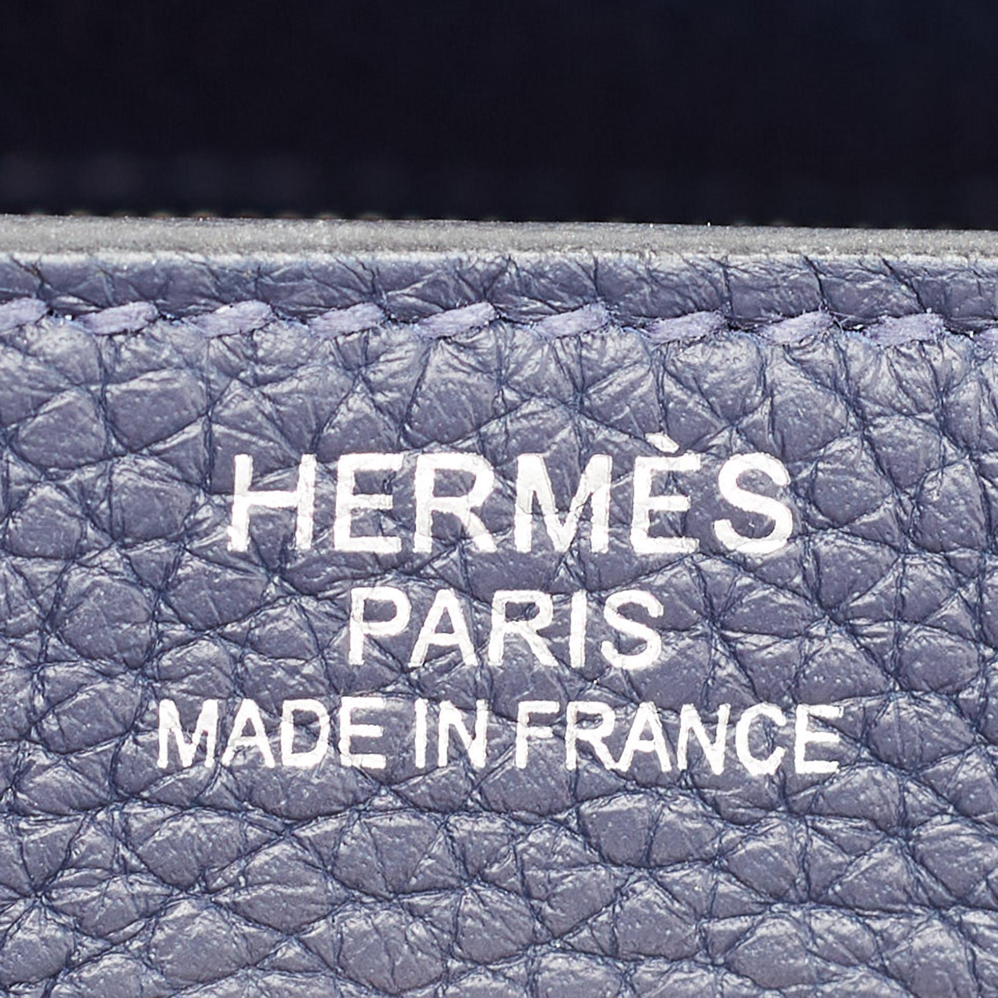 Hermes Bleu Saphir Taurillon Clemence Leather Palladium Finish Kelly Retourne 35 5