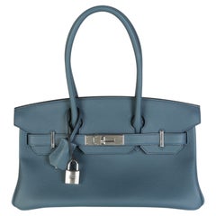 Hermès Bleu Tempete Evercolor Light Shoulder Birkin 29 PHW
