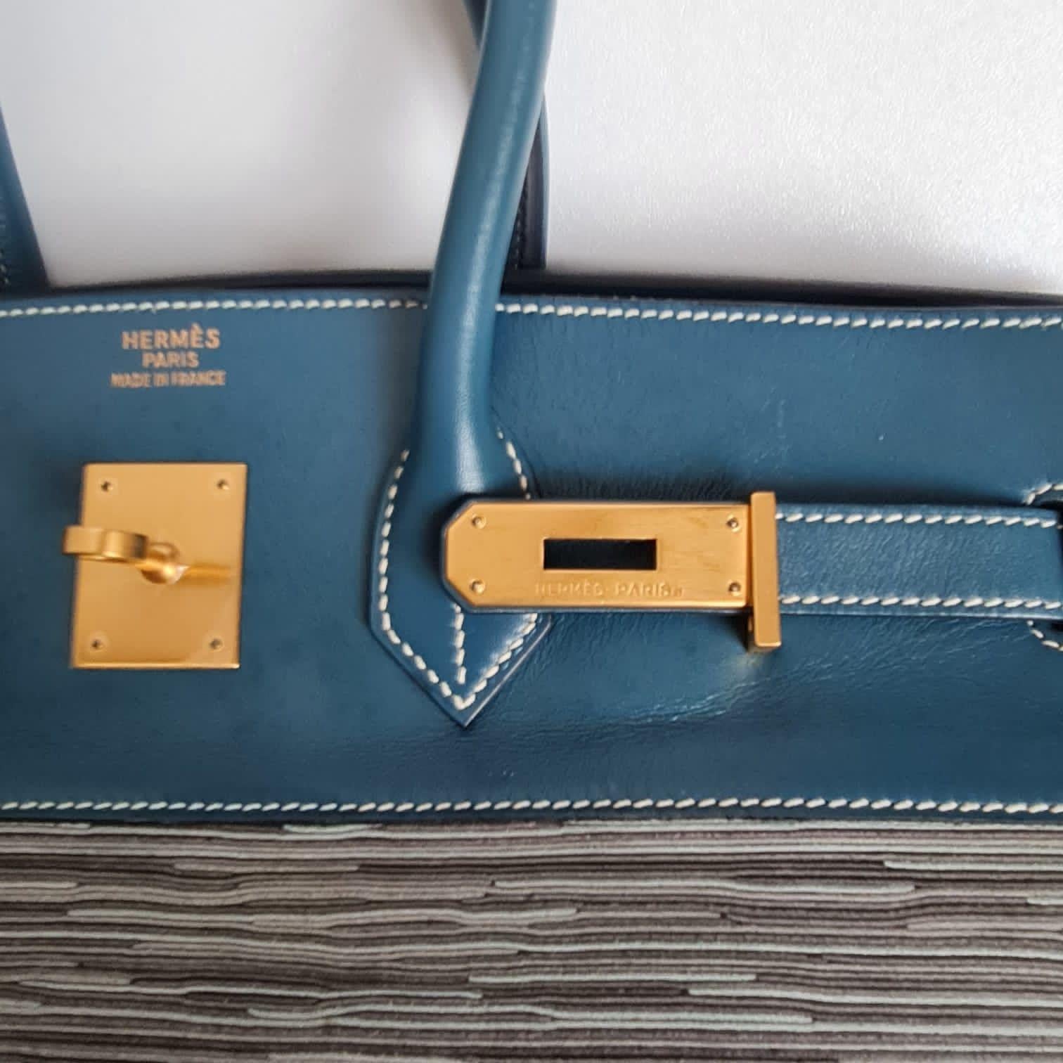 Hermes Bleu Thalassa Vibrato Birkin 35 Bag 5