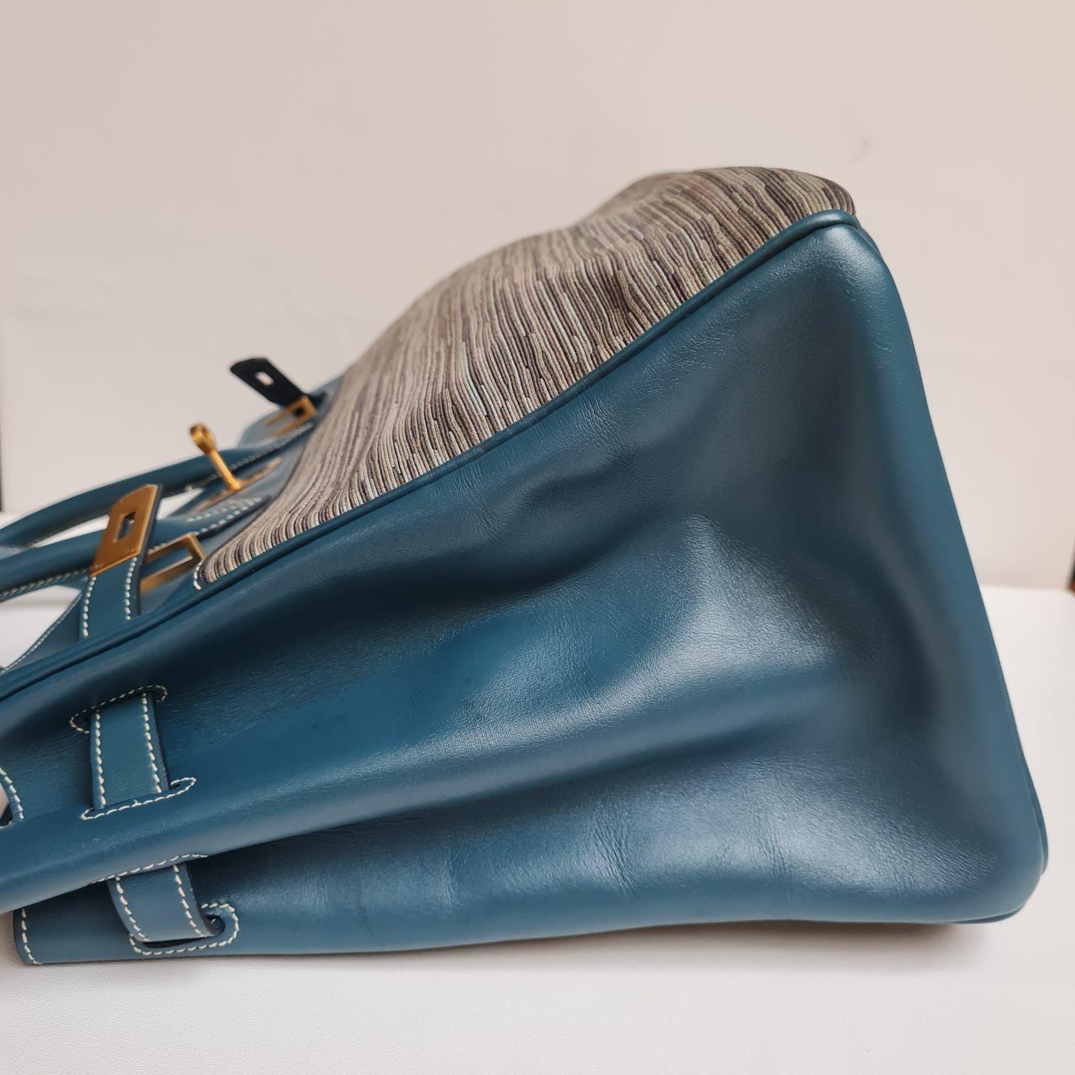 Hermes Bleu Thalassa Vibrato Birkin 35 Bag 8
