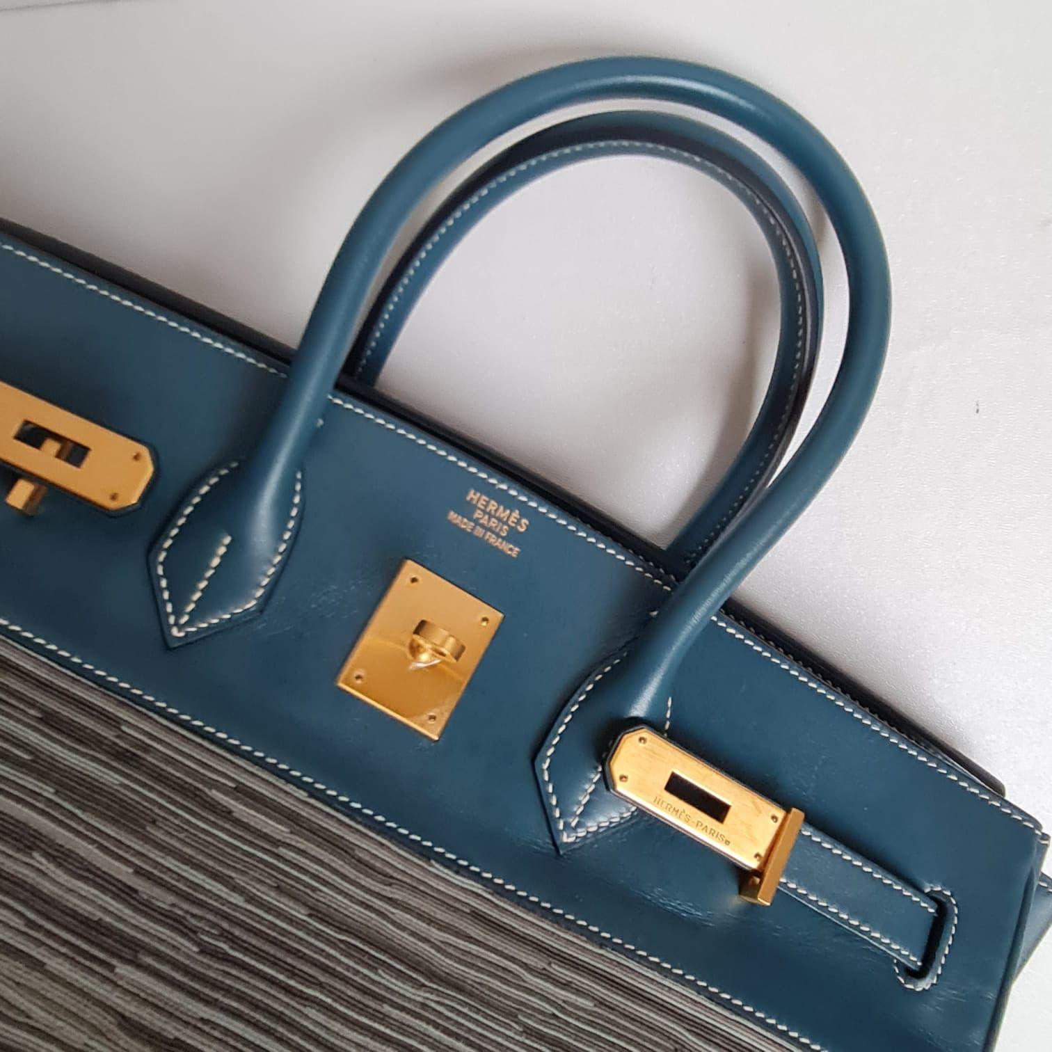 Hermes Bleu Thalassa Vibrato Birkin 35 Bag 10