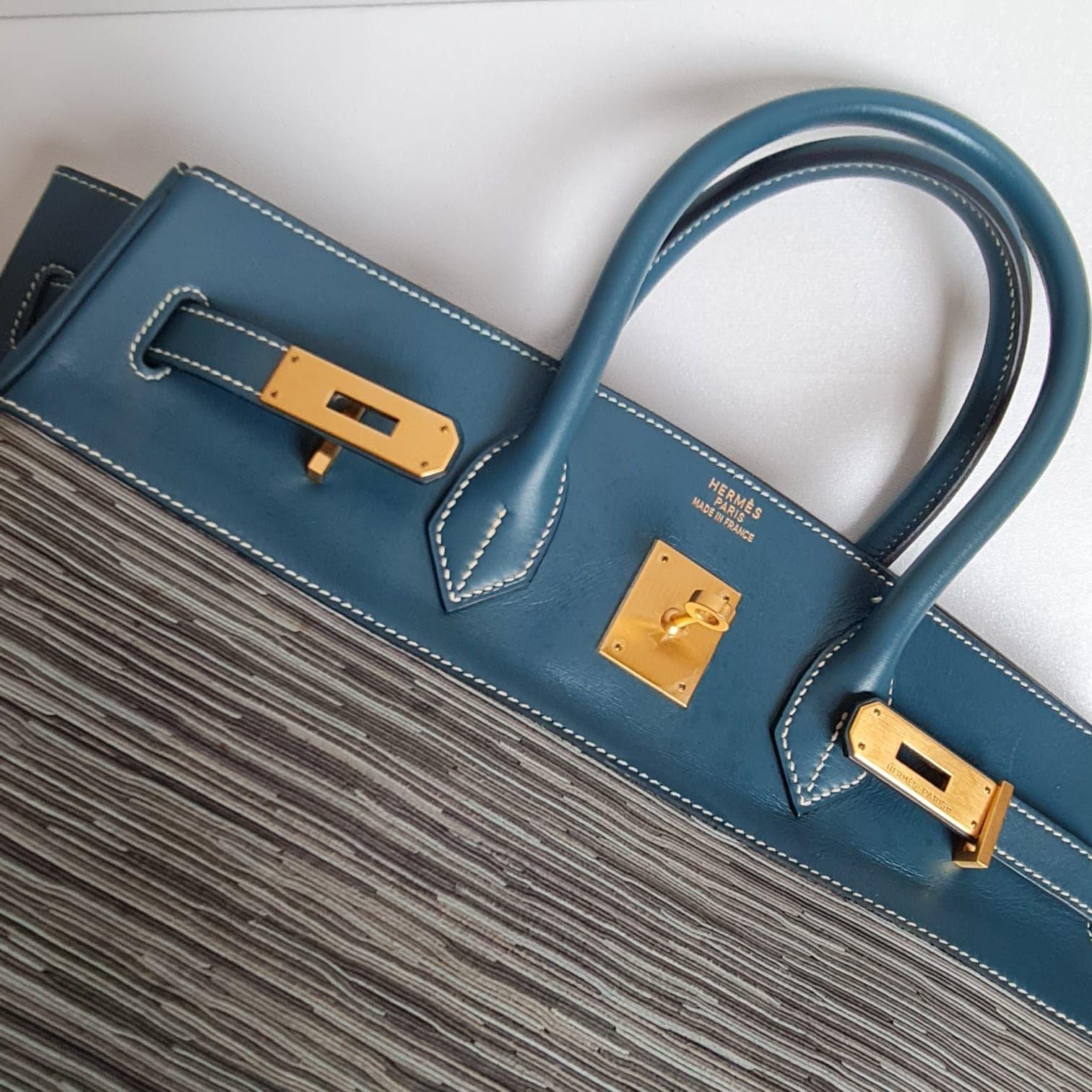 Hermes Bleu Thalassa Vibrato Birkin 35 Bag 11