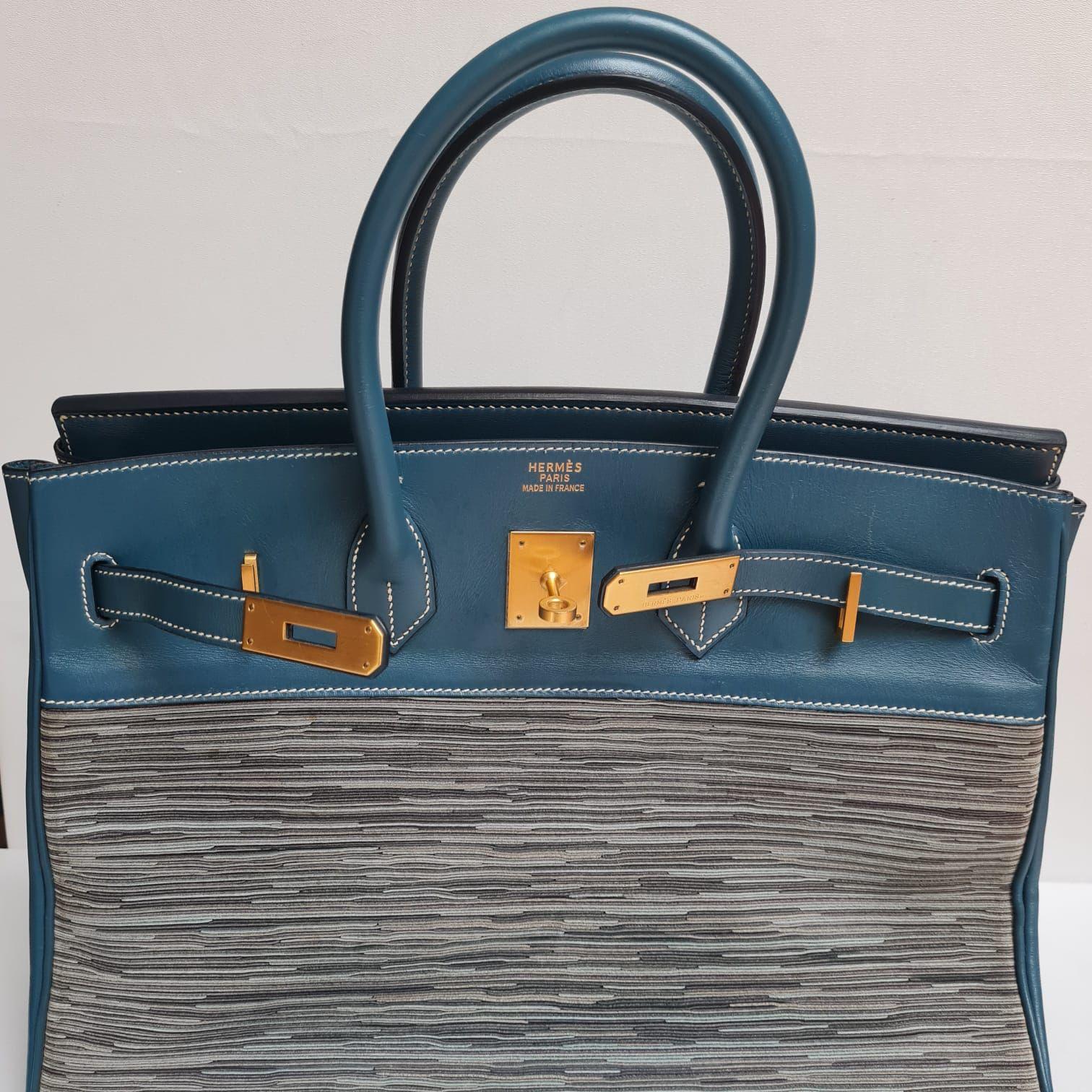 Hermes Bleu Thalassa Vibrato Birkin 35 Bag 13