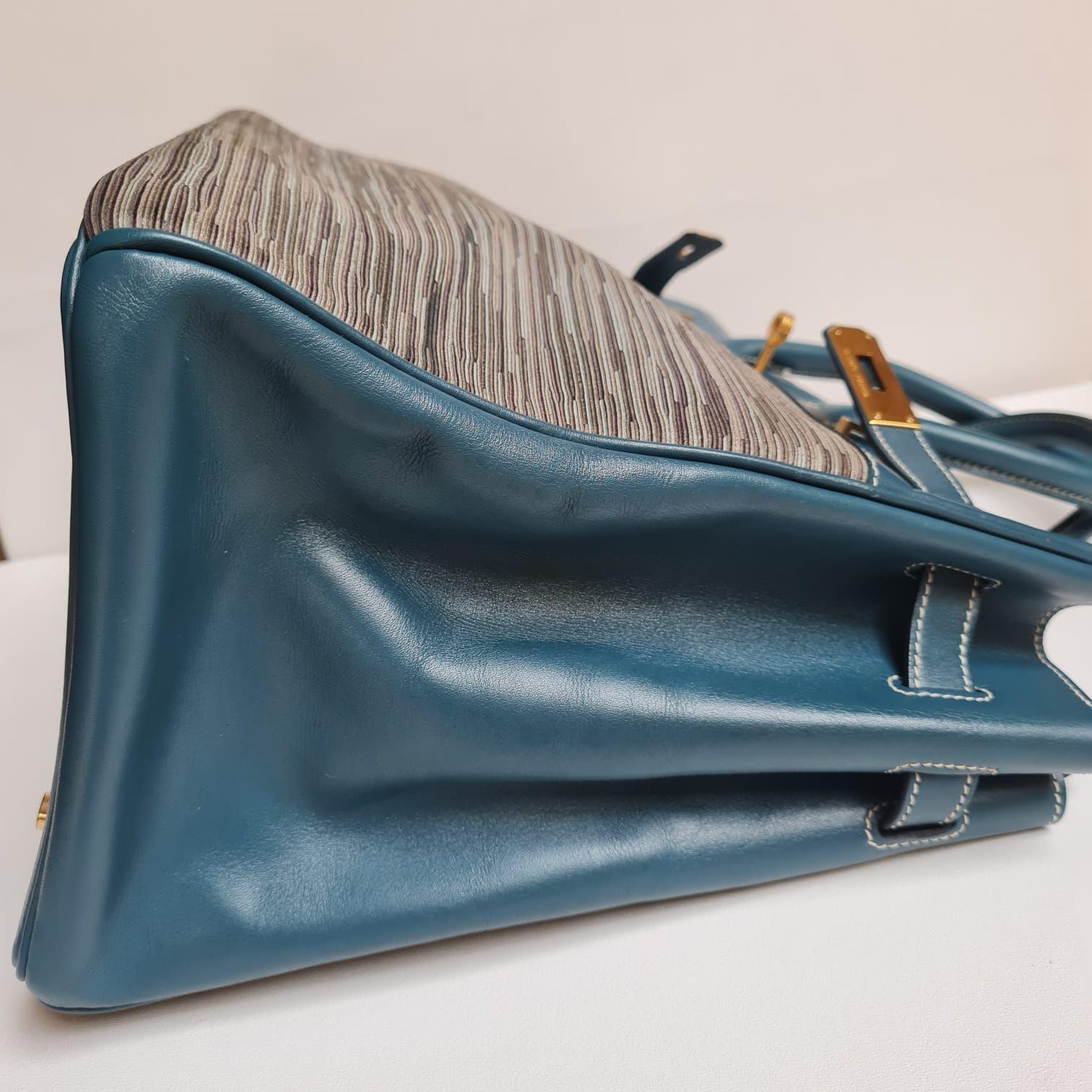 Hermes Bleu Thalassa Vibrato Birkin 35 Bag 14