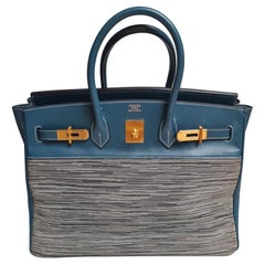Hermes Bleu Thalassa Vibrato Birkin 35 Bag