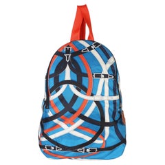 Hermès Bleu Zanibar Multicolor Cavalcadour Airsilk Backpack