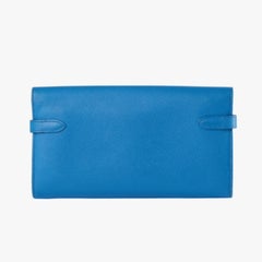 Hermès Bleu Zanzibar Kelly Long Wallet Chevre Leather Palladium Hardware