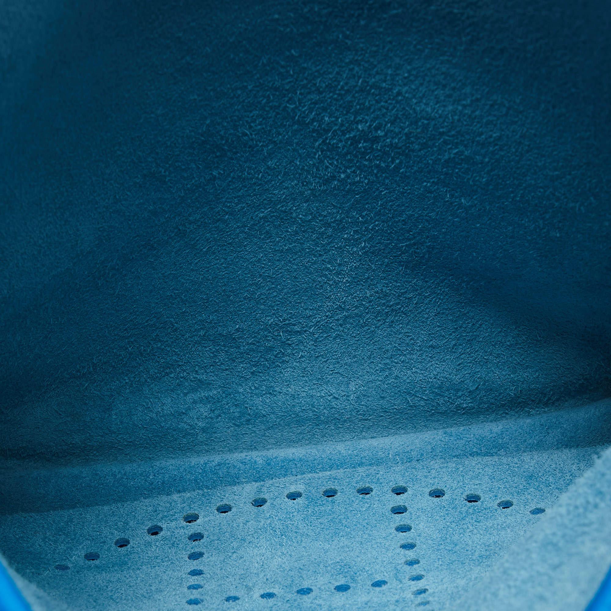 Hermès Bleu Zanzibar Taurillon Clemence Leather Evelyne III PM Bag 4