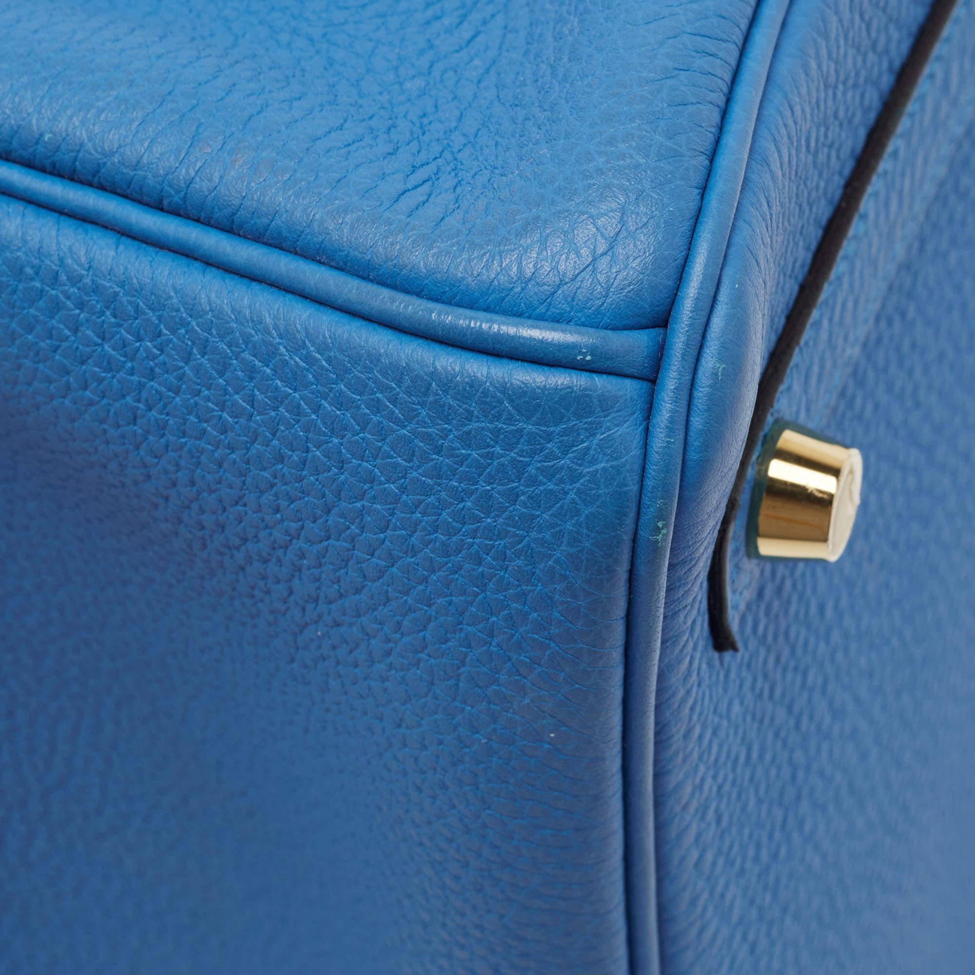 Hermes Bleu Zanzibar Togo Leather Gold Finish Birkin 25 Bag 7