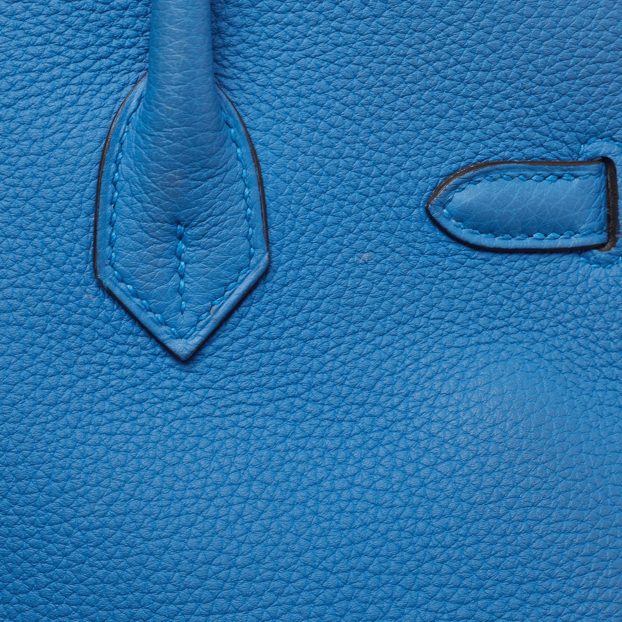 Women's Hermes Bleu Zanzibar Togo Leather Gold Finish Birkin 25 Bag