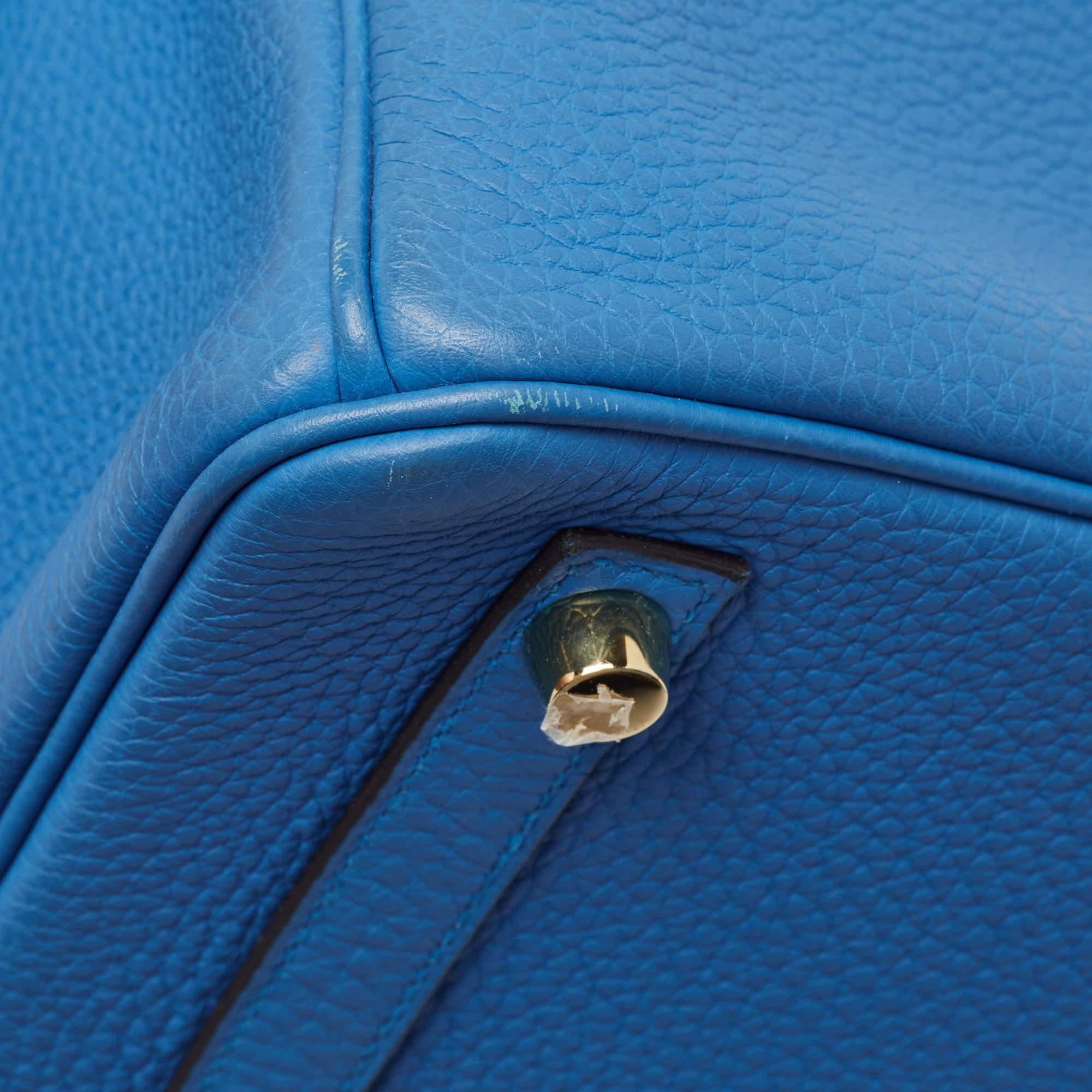 Hermes Bleu Zanzibar Togo Leather Gold Finish Birkin 25 Bag 1