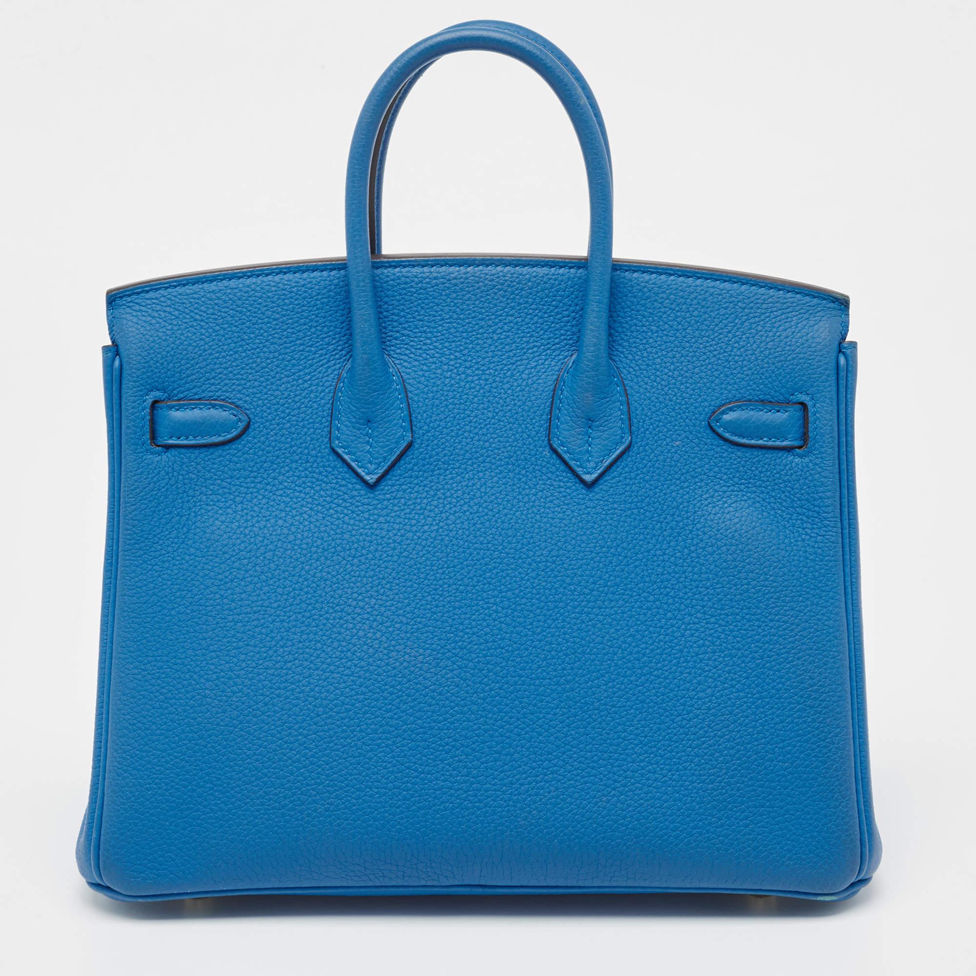 Hermes Bleu Zanzibar Togo Leather Gold Finish Birkin 25 Bag 5