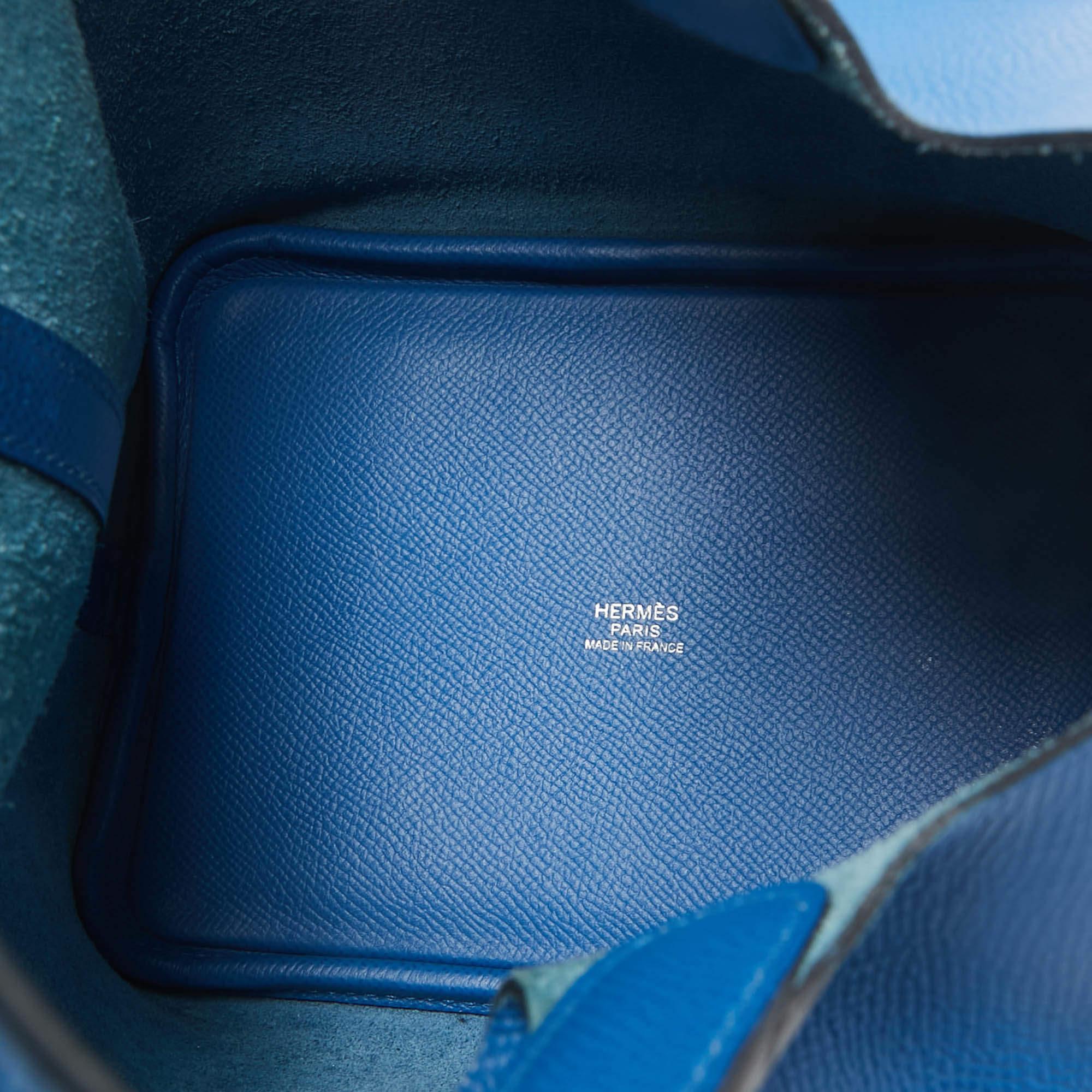 Hermes Bleu Zellige/Bleu Encre/Rouge Epsom Leather Picotin Lock Tressage 18 Bag 2
