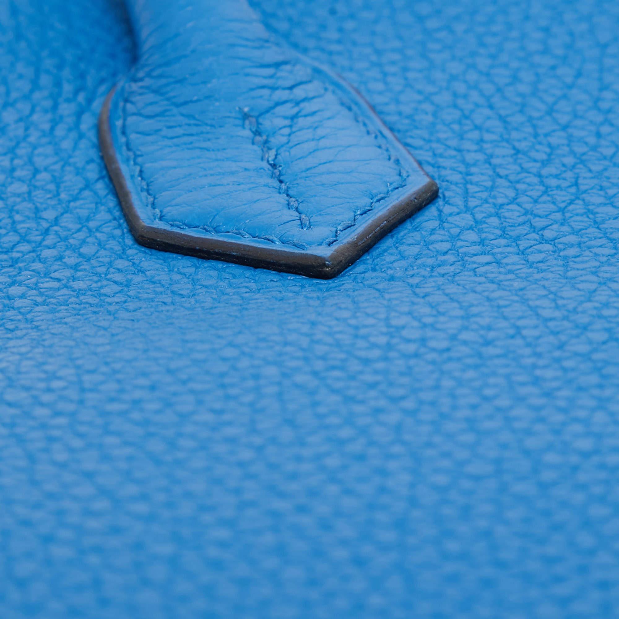 Hermes Bleu Zellige Taurillion Clemence Leather Palladium Finish Birkin 30 Bag 6