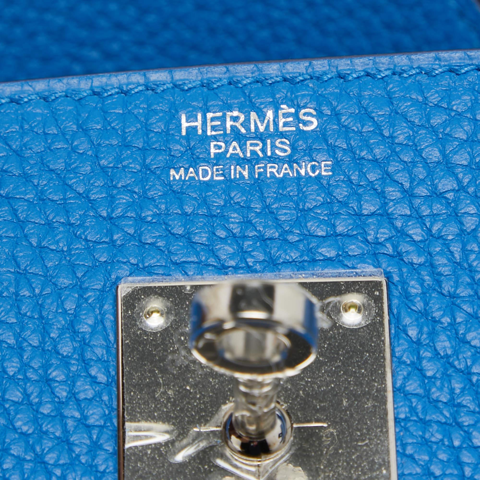 Women's Hermes Bleu Zellige Taurillion Clemence Leather Palladium Finish Birkin 30 Bag
