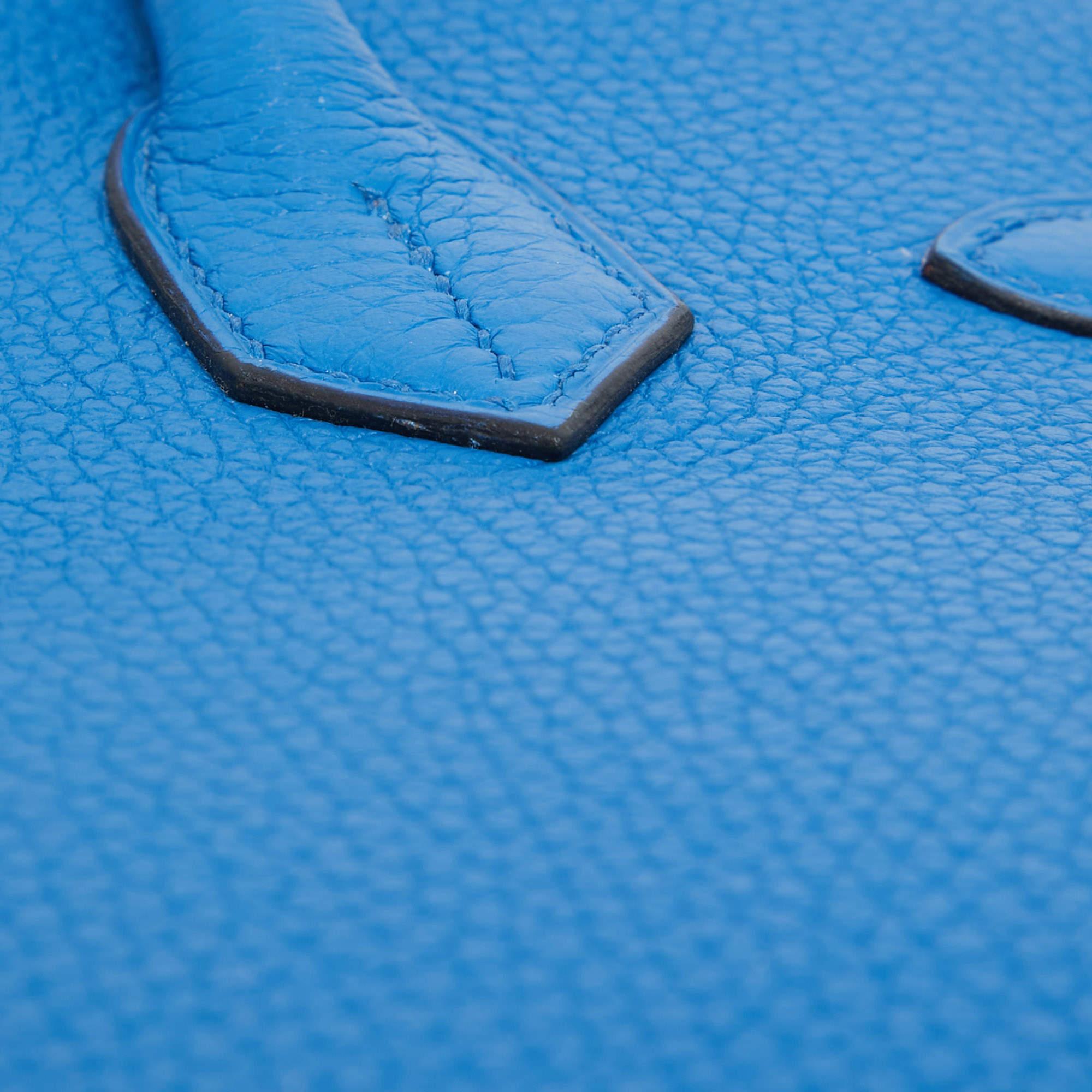 Hermes Bleu Zellige Taurillion Clemence Leather Palladium Finish Birkin 30 Bag 5