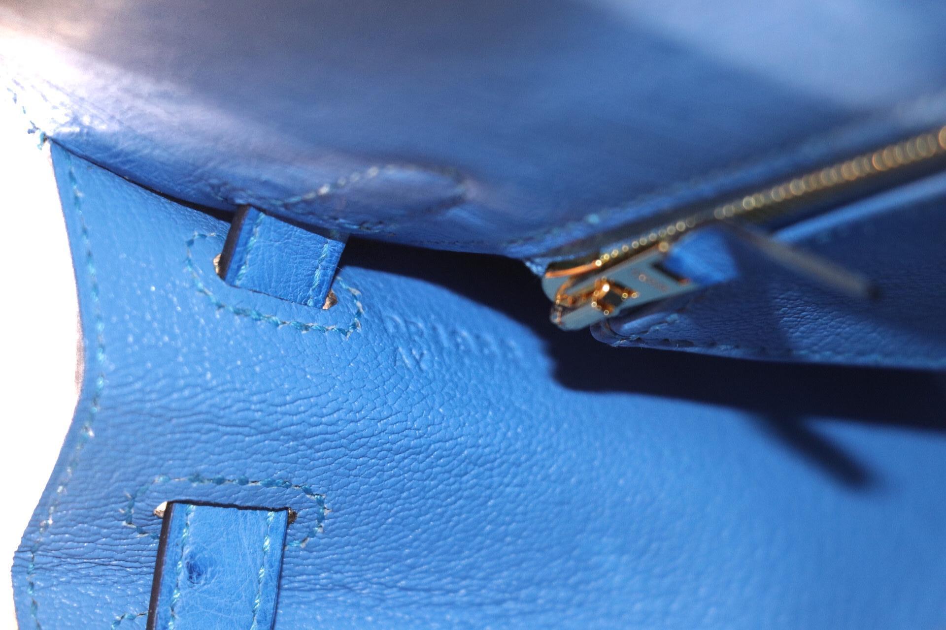 Women's Hermès Bleuet Ostrich 28 cm Kelly