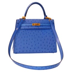  Hermès Bleuet Ostrich 28 cm Kelly