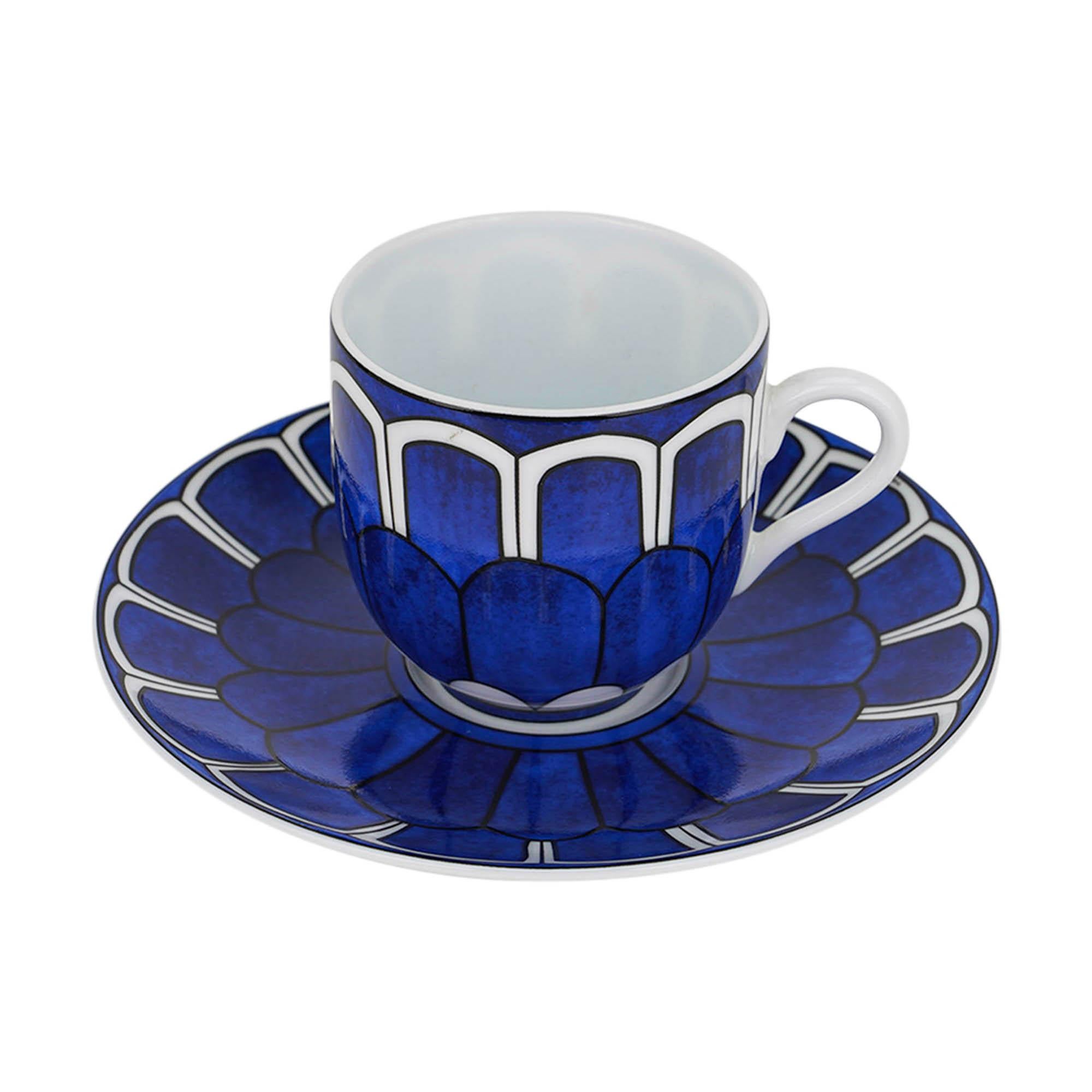 Set di quattro tazze e piattini Hermes Bleus d'Ailleurs Demitasse (Espresso) In condizioni Nuovo in vendita a Miami, FL