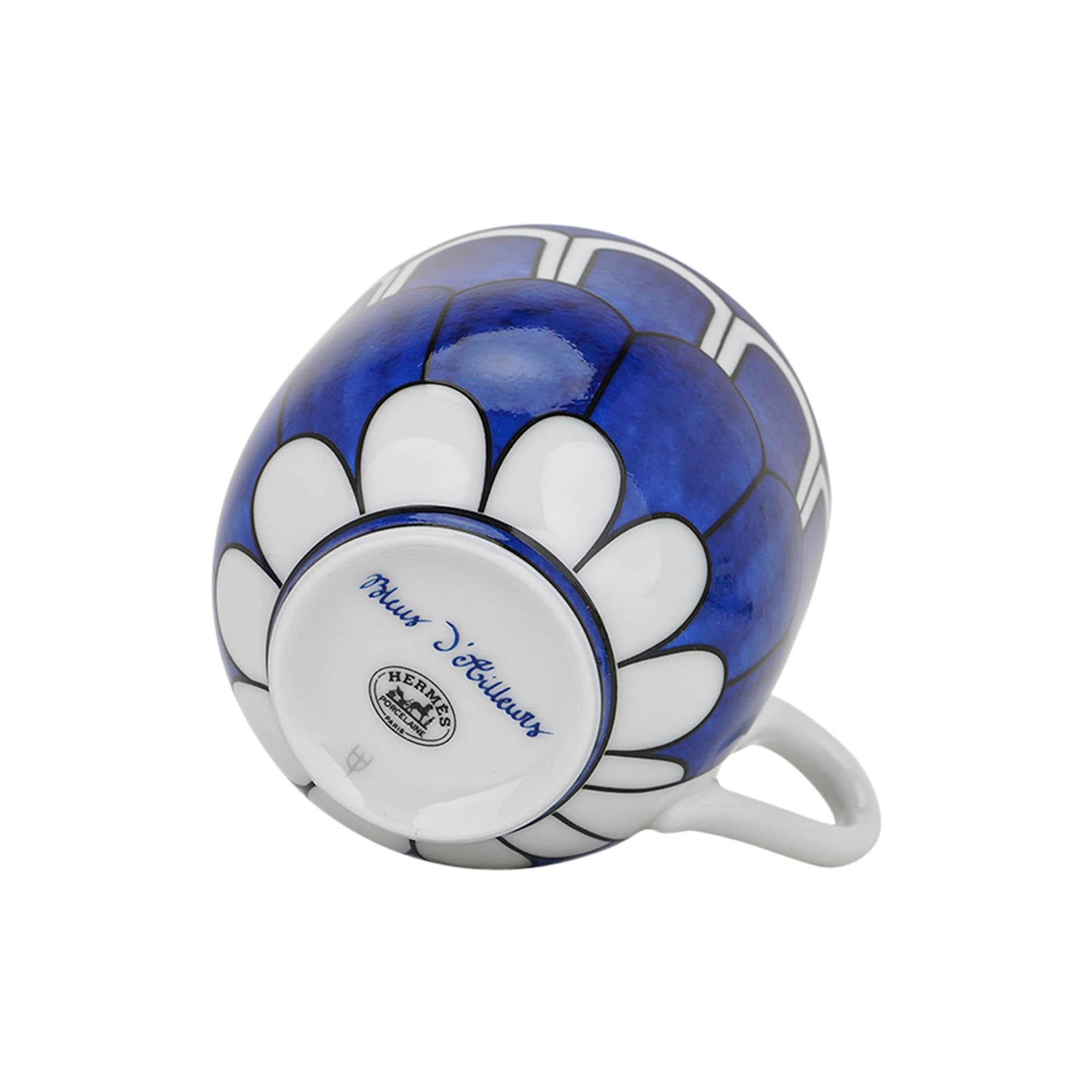 Set di quattro tazze e piattini Hermes Bleus d'Ailleurs Demitasse (Espresso) in vendita 1