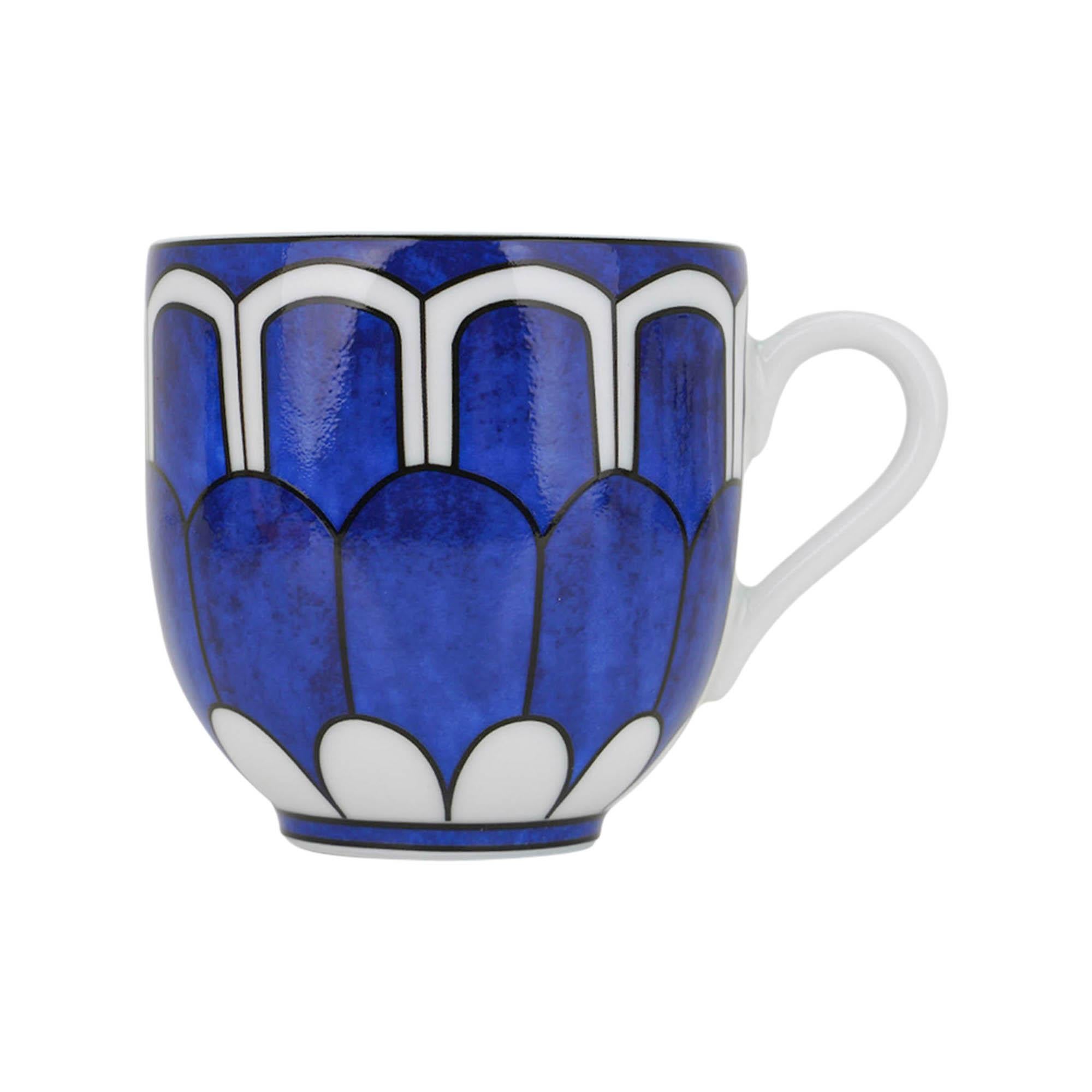 Hermes Bleus d'Ailleurs Demitasse (Espresso) Cup and Saucer Set of Six In New Condition In Miami, FL