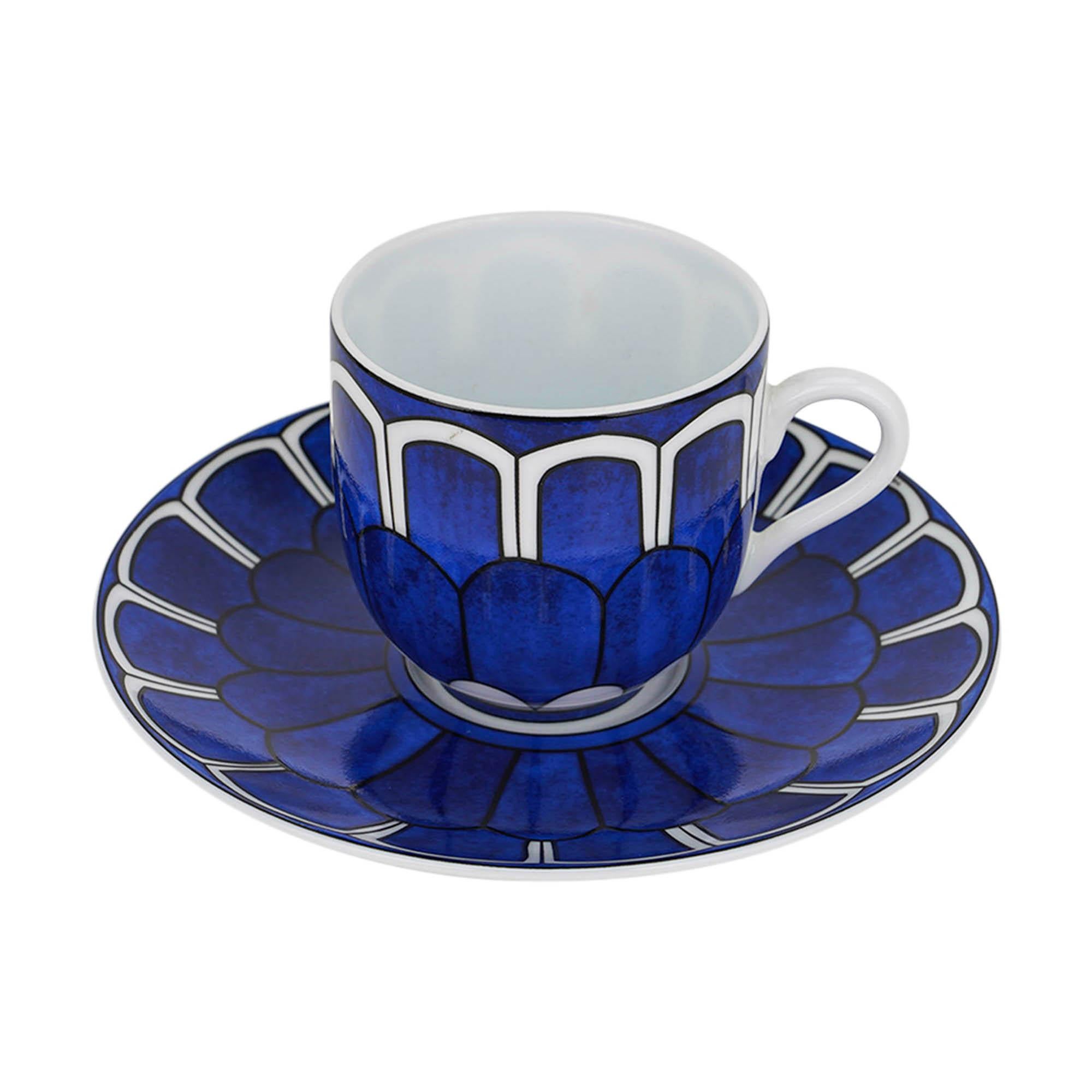 Hermes Bleus d'Ailleurs Demitasse (Espresso) Cup and Saucer Set of Six 1