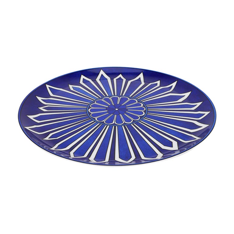grand plat hermes bleus d'ailleurs porcelaine